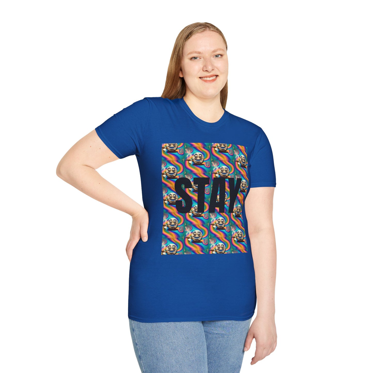 Stay Stoned Unisex Softstyle T-Shirt - Retro Vibe Graphic Tee for Fun Gatherings