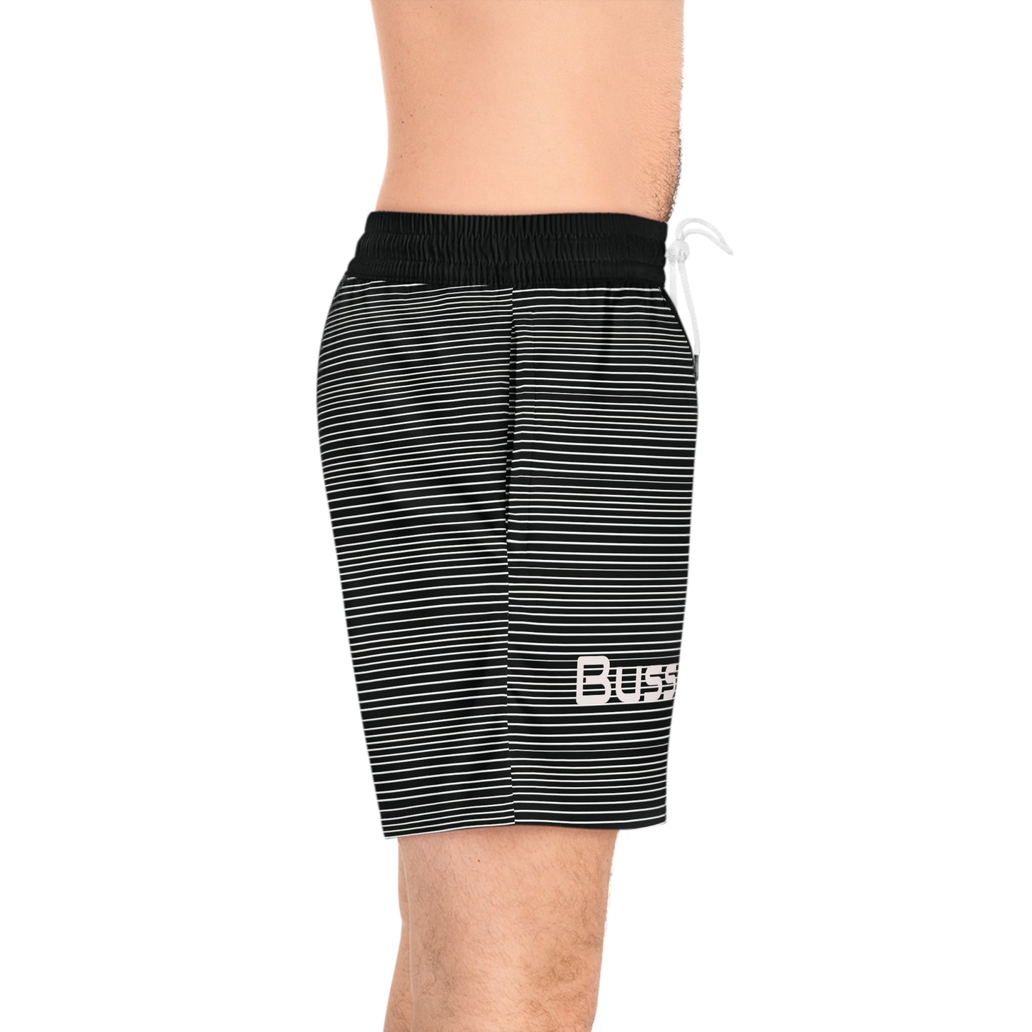 Bussin' Men's Mid-Length Swim Shorts - Stylish Striped Beachwear for Summer Fun