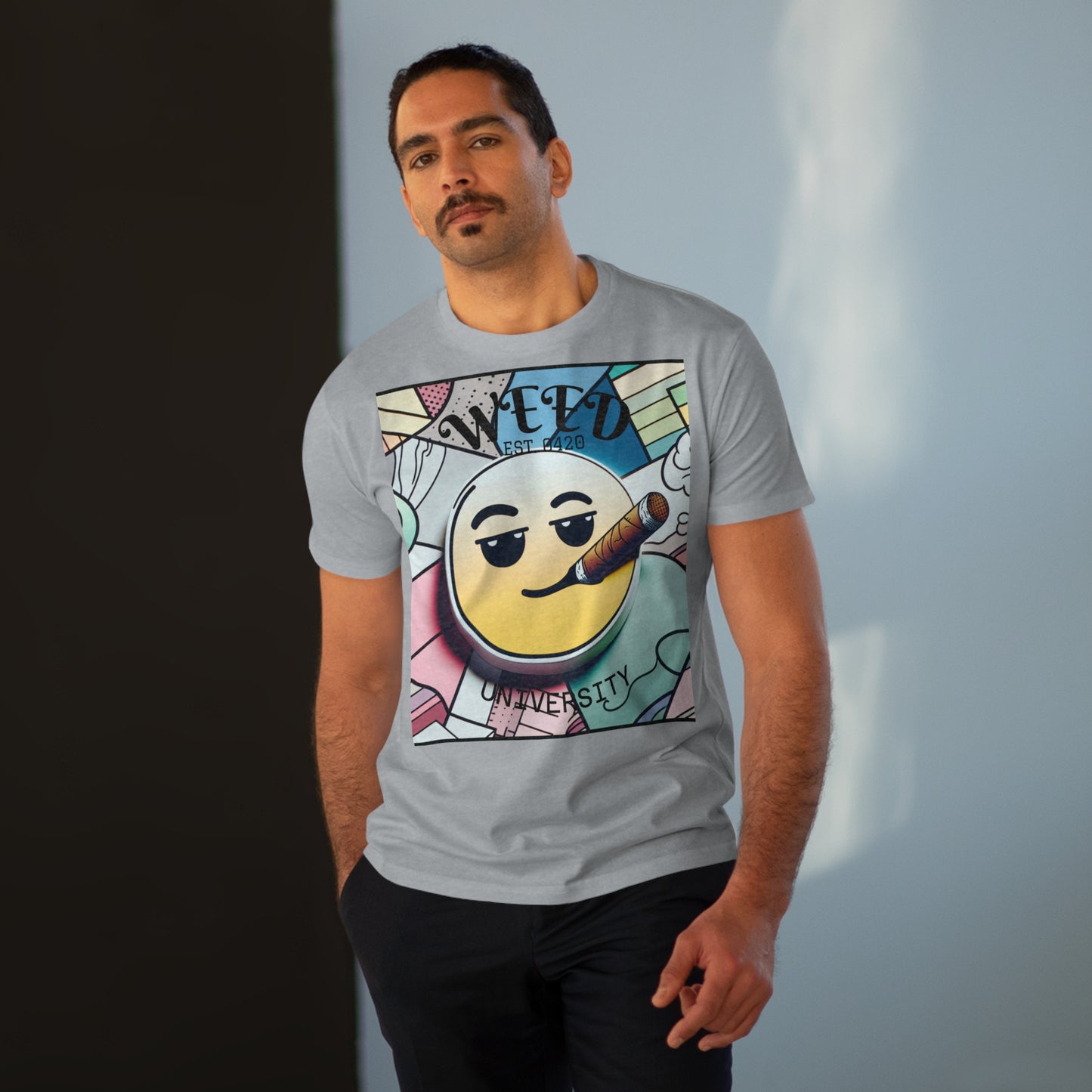 Cozy Weed University Tee - Modern Fit Cannabis T-Shirt for Fun Lovers