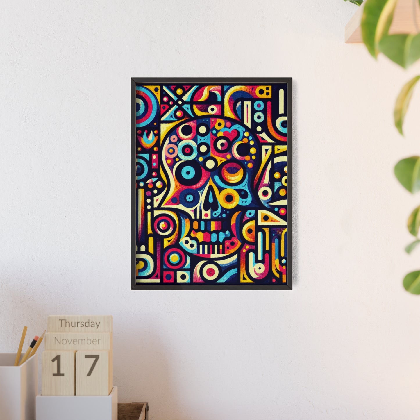 Skull Rock N Roll Posters with Wooden Frame
