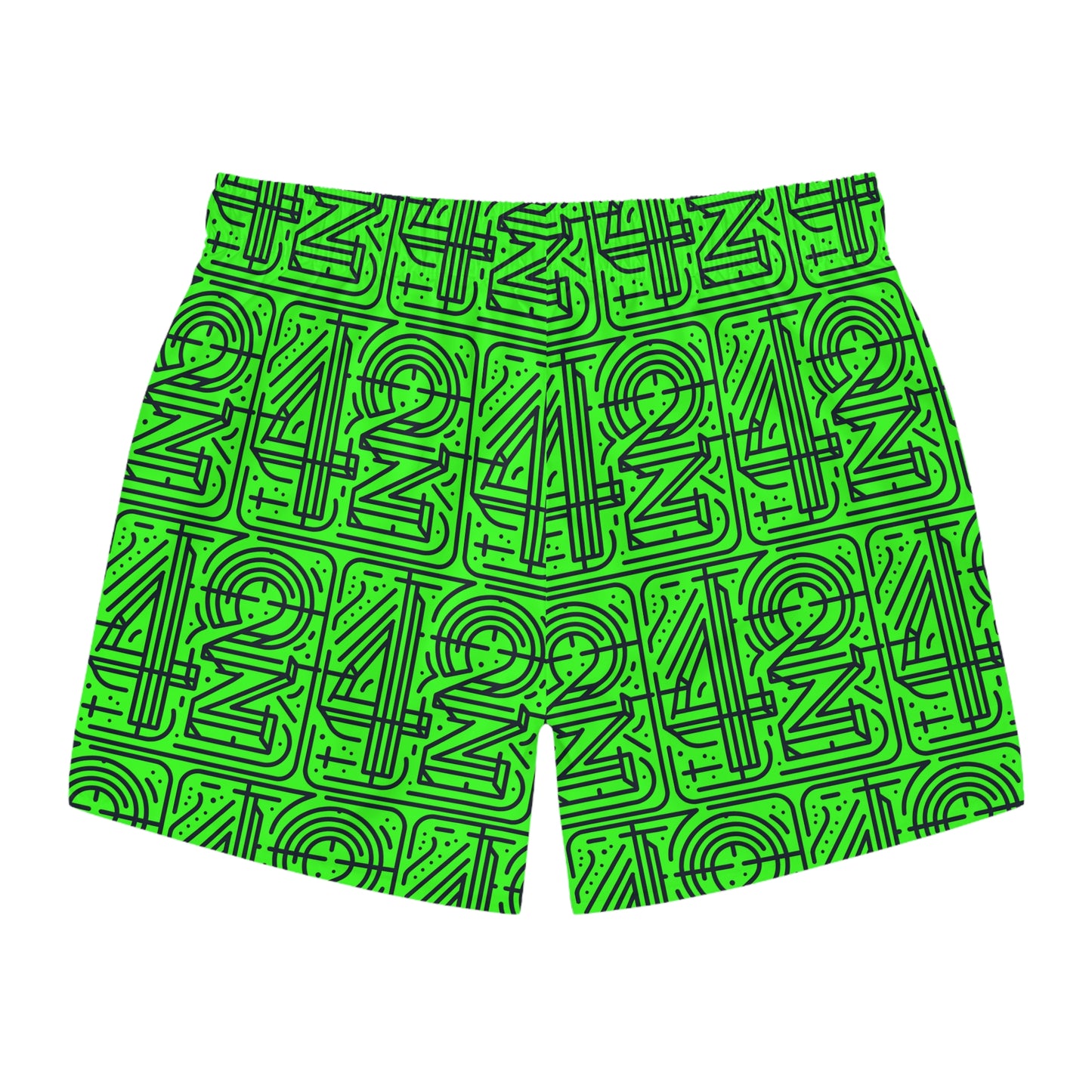 Luminous Green Graphic Swim Trunks - Perfect for Summer Fun!