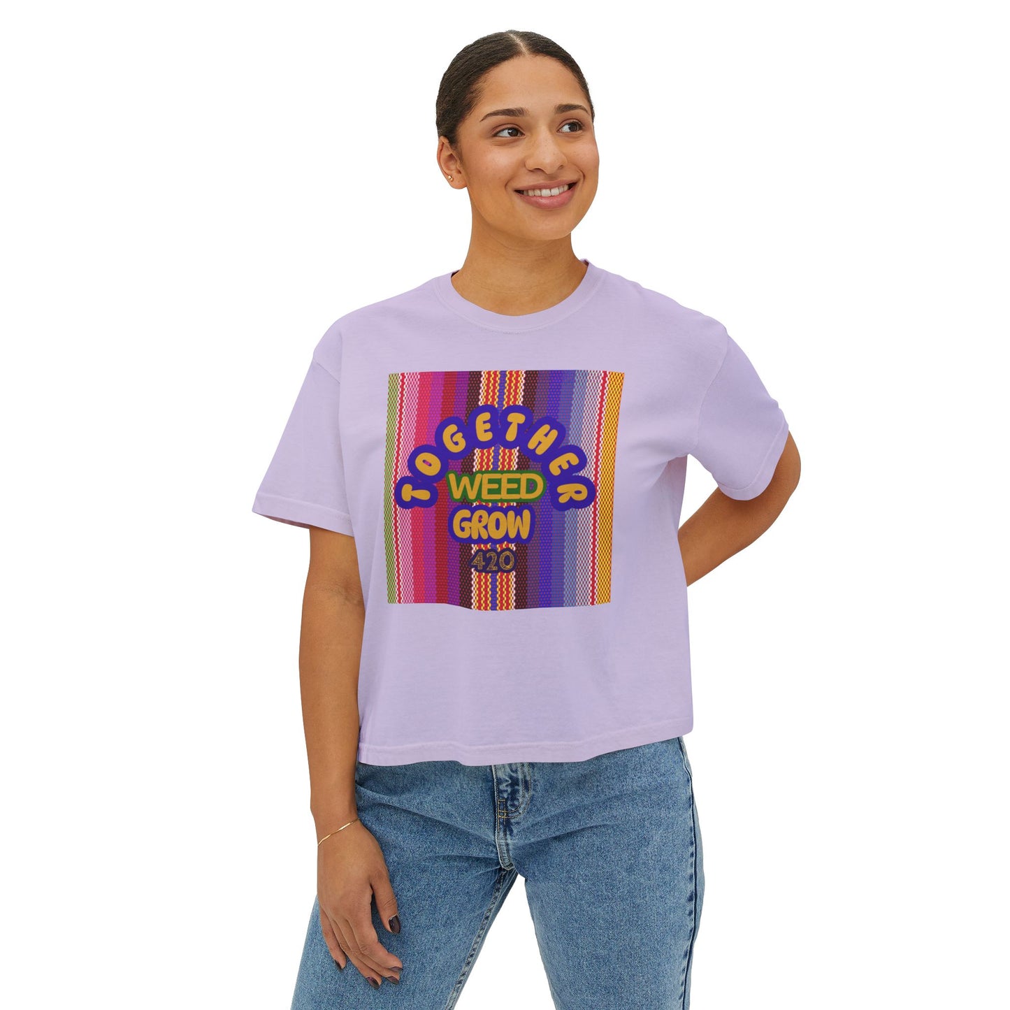 Women's Boxy Tee - Together We Grow Weed Design