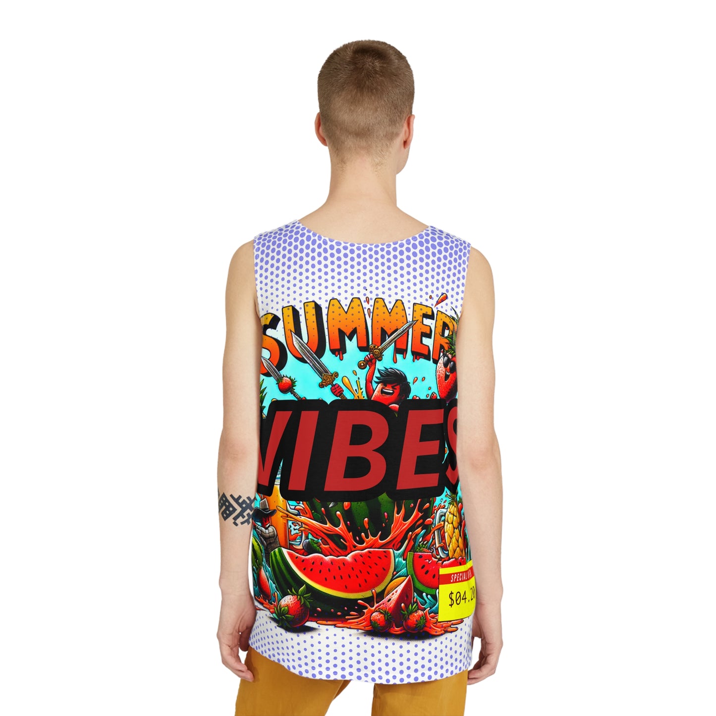 Men's Summer Vibes Tank Top - Colorful Tropical Graphic Tee