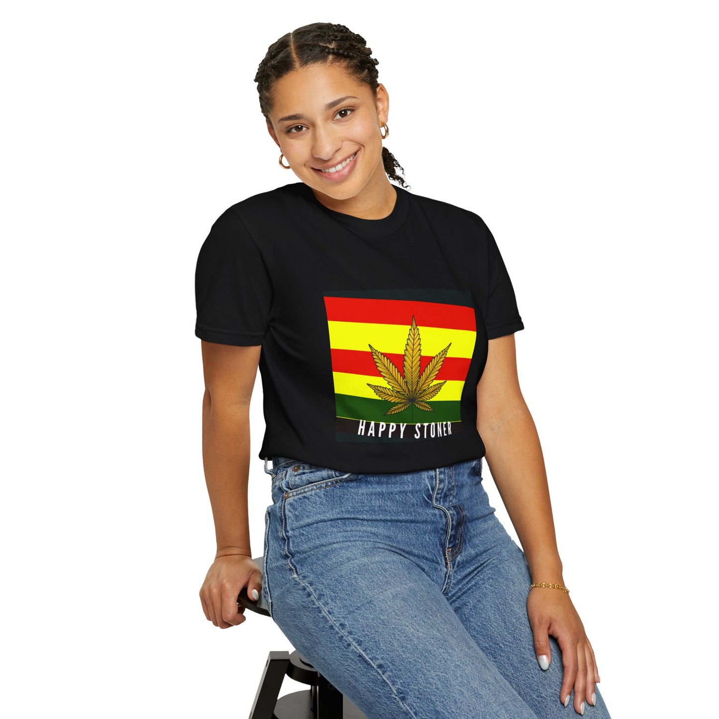Happy Stoner Unisex Garment-Dyed T-shirt - Chill Vibes for Cannabis Enthusiasts