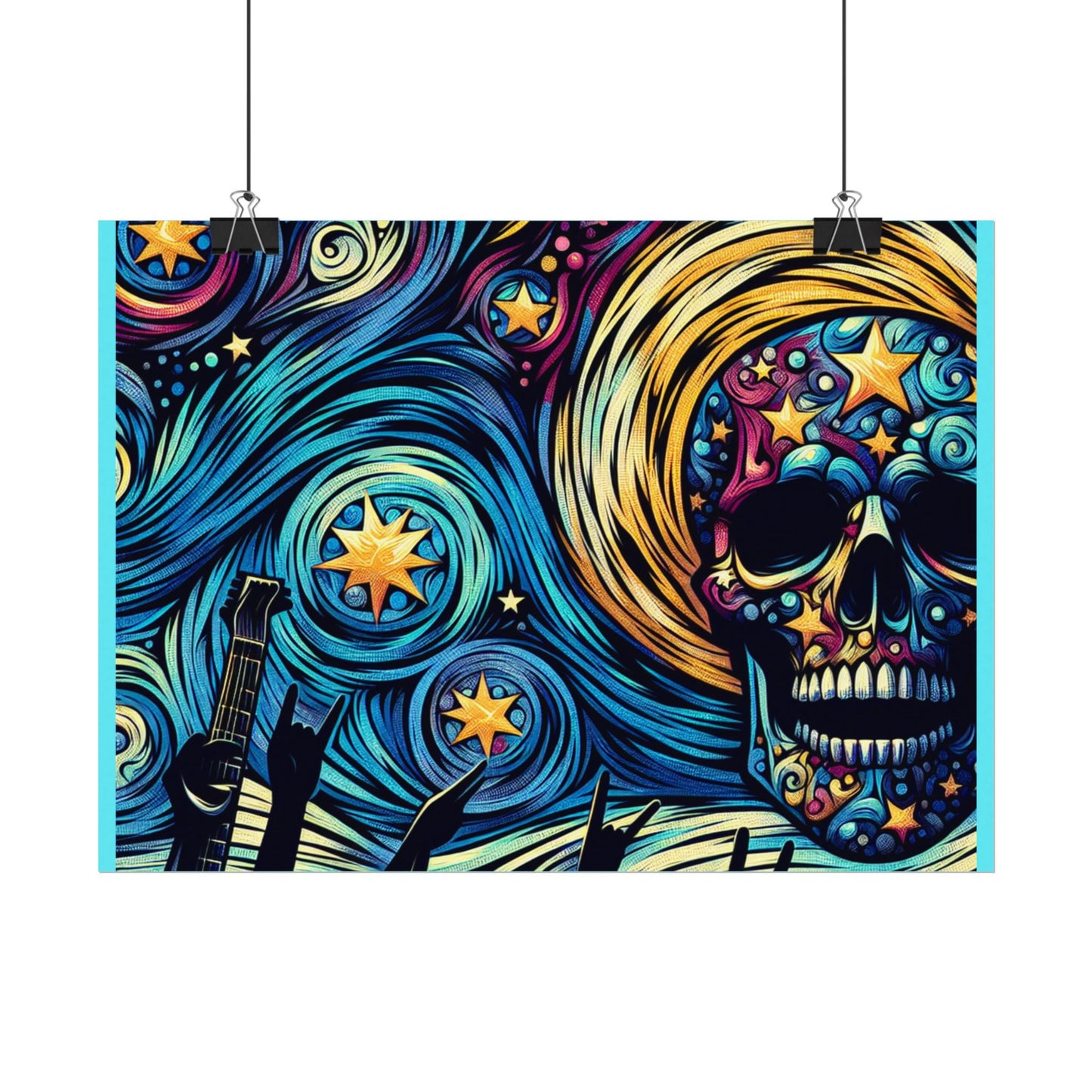 Midnight Rock N Roll Textured Watercolor Matte Posters