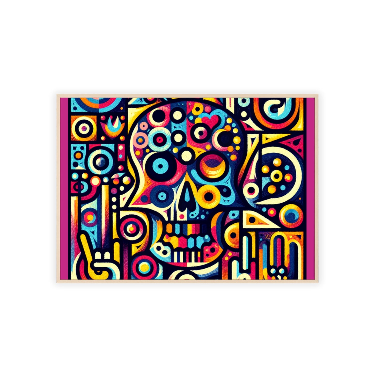 Skull Rock N Roll Posters with Wooden Frame