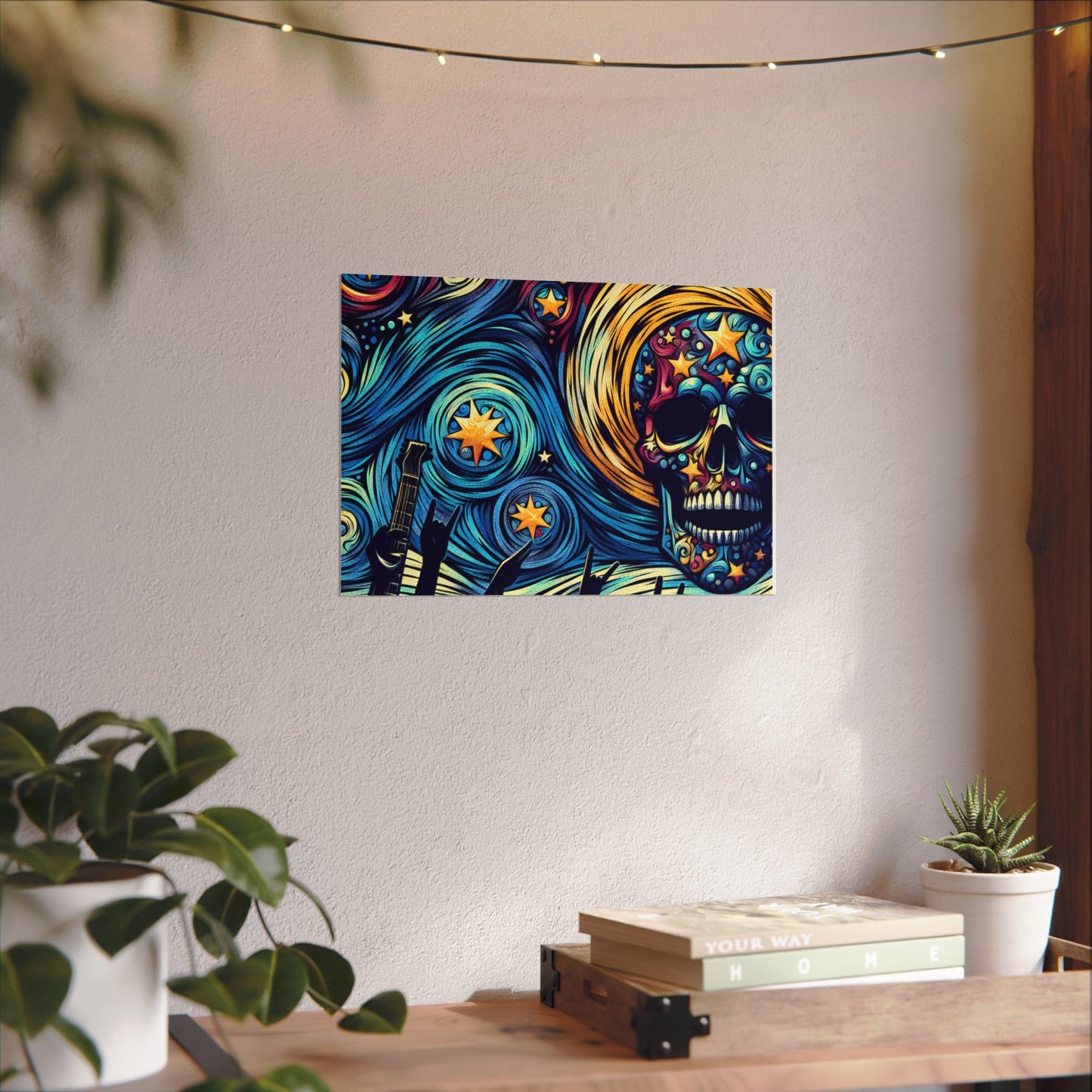 Midnight Rock N Roll Textured Watercolor Matte Posters