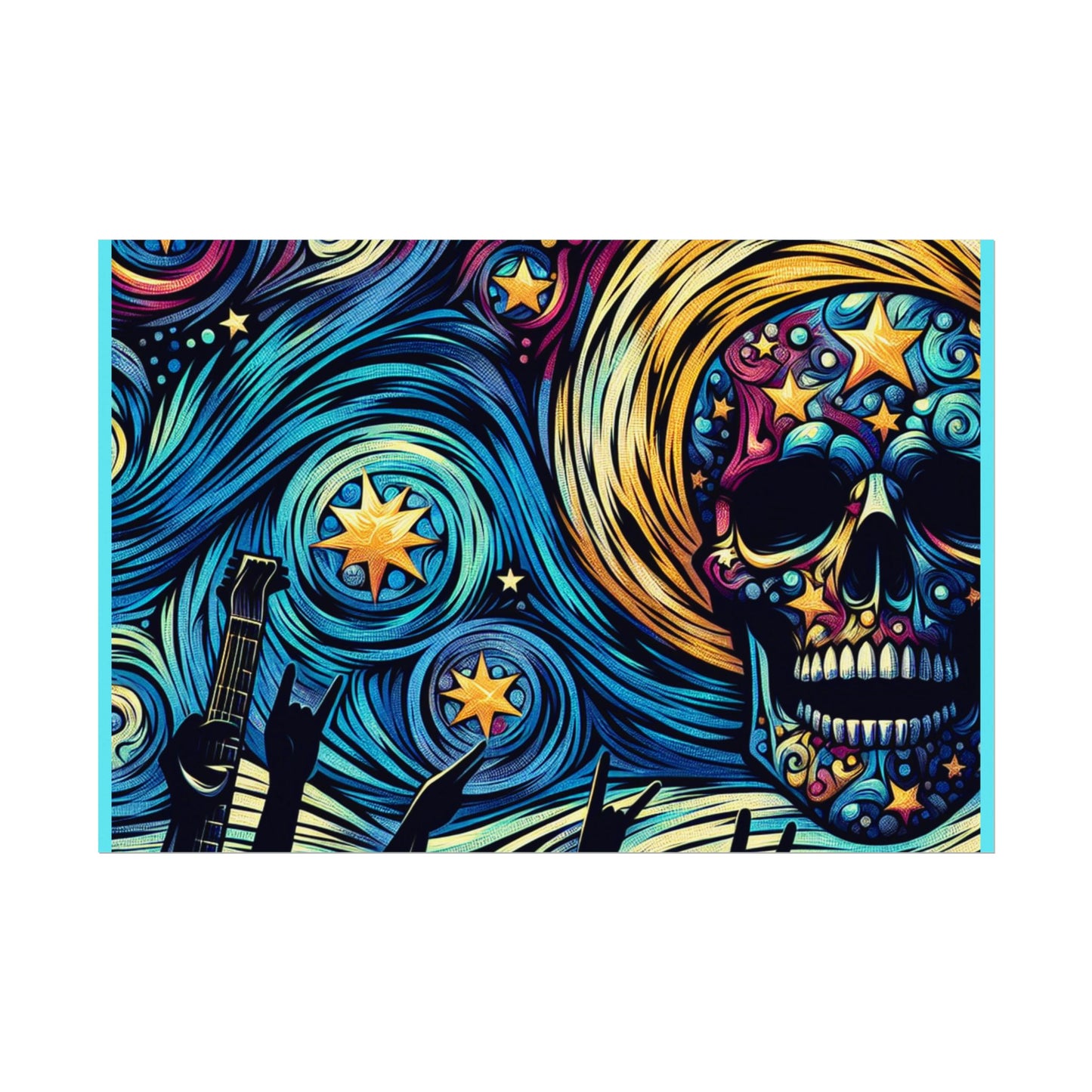 Midnight Rock N Roll Textured Watercolor Matte Posters