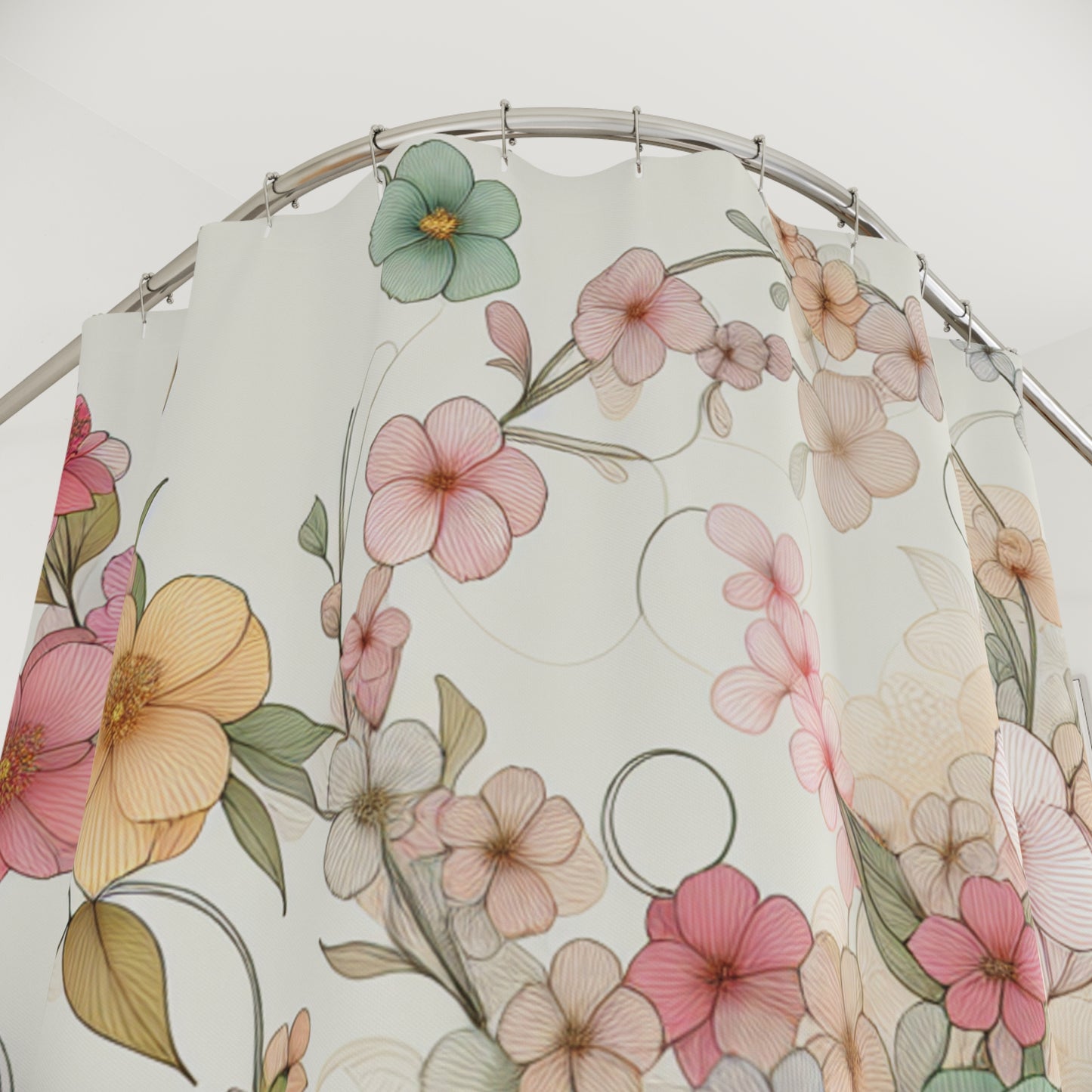 Floral Elegance Shower Curtain - Vibrant Botanical Design for Bathroom Décor