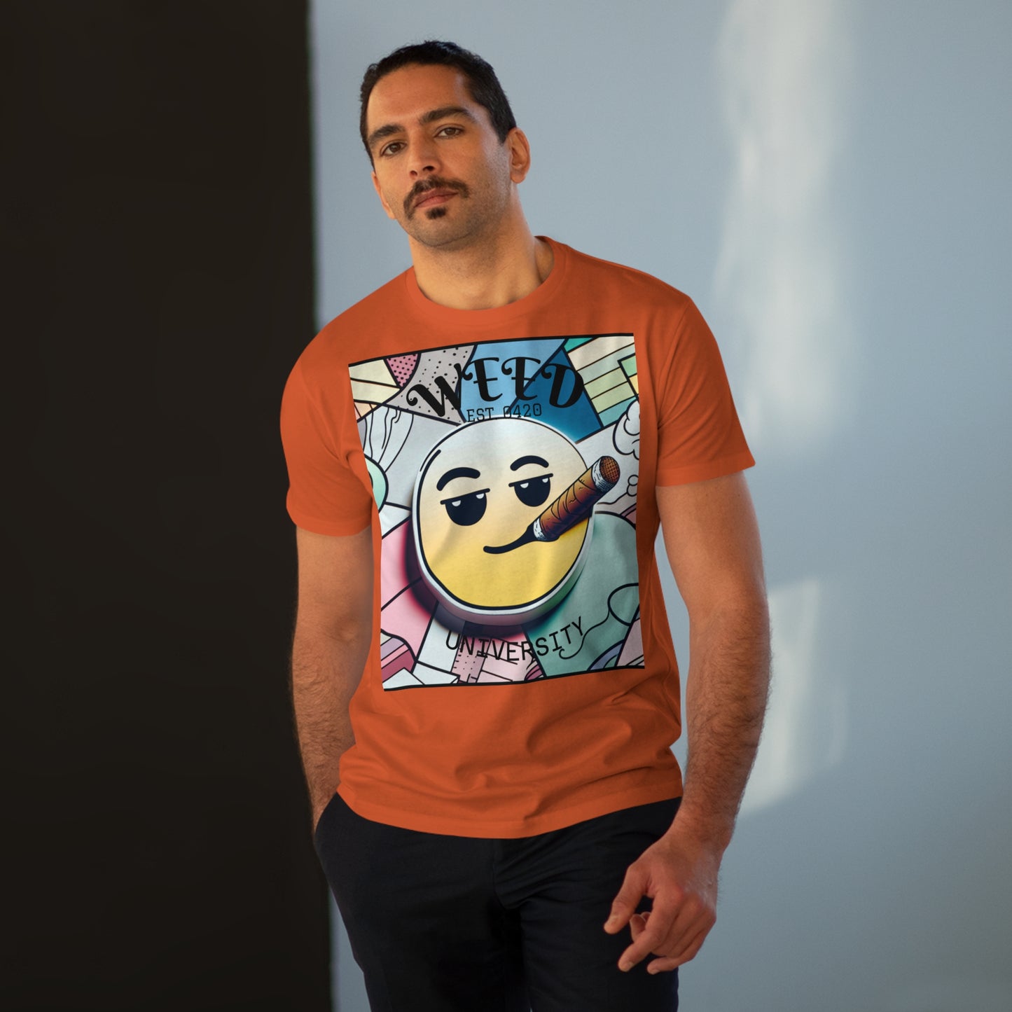 Cozy Weed University Tee - Modern Fit Cannabis T-Shirt for Fun Lovers