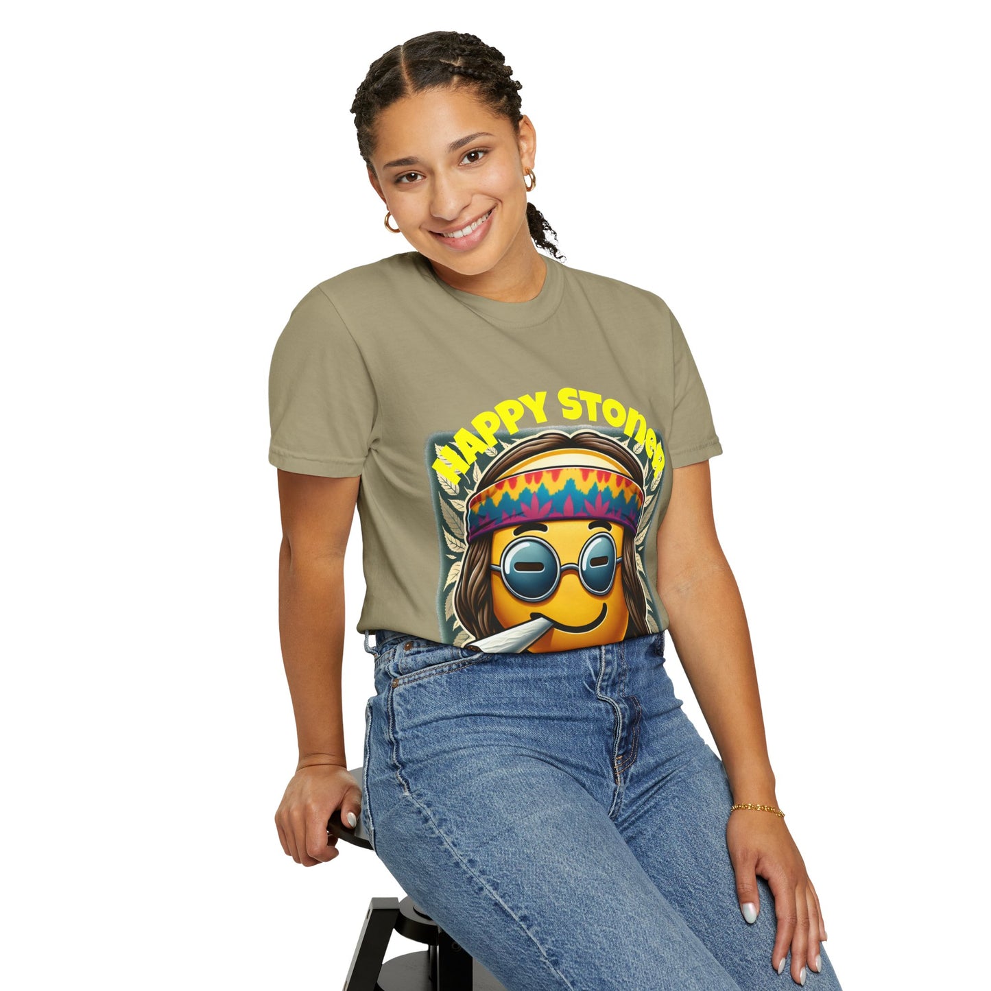 Happy Stoner Unisex Garment-Dyed T-Shirt | Chill Vibe Tee for Budding Enthusiasts