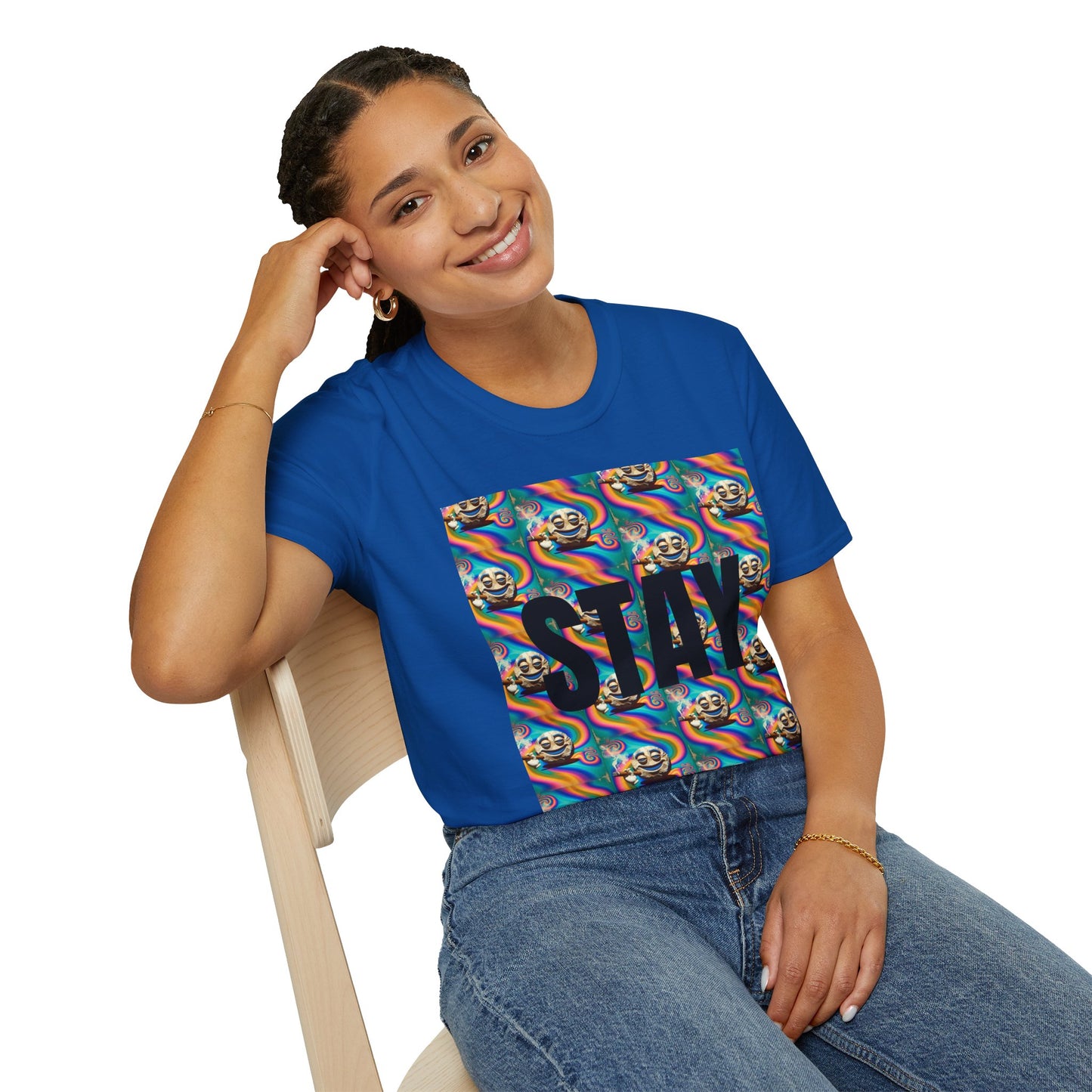Stay Stoned Unisex Softstyle T-Shirt - Retro Vibe Graphic Tee for Fun Gatherings