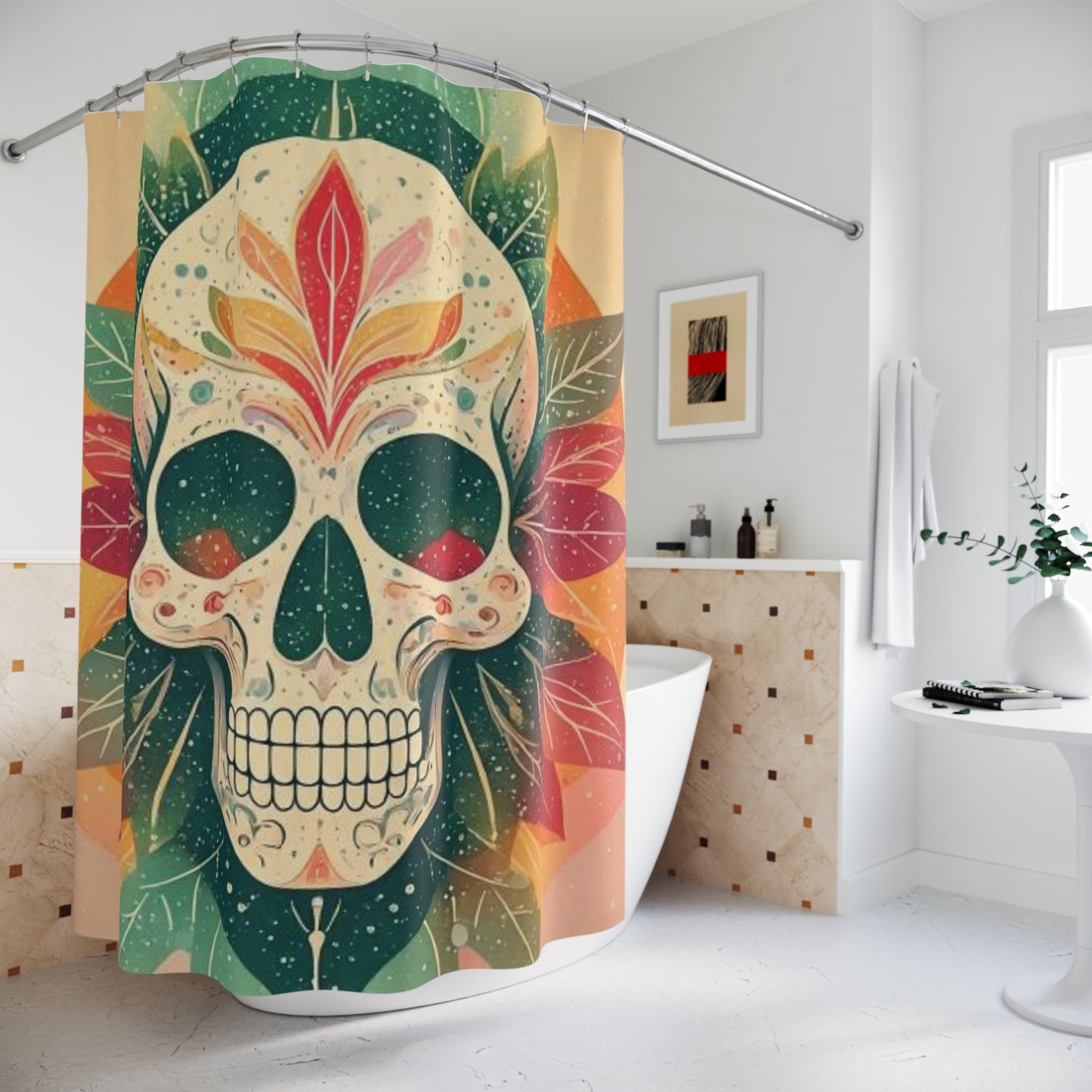 Skeletal Bloom Shower Curtains
