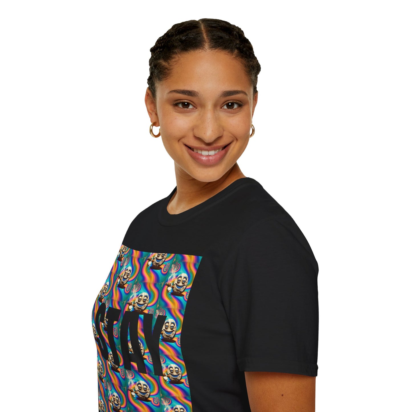 Stay Stoned Unisex Softstyle T-Shirt - Retro Vibe Graphic Tee for Fun Gatherings