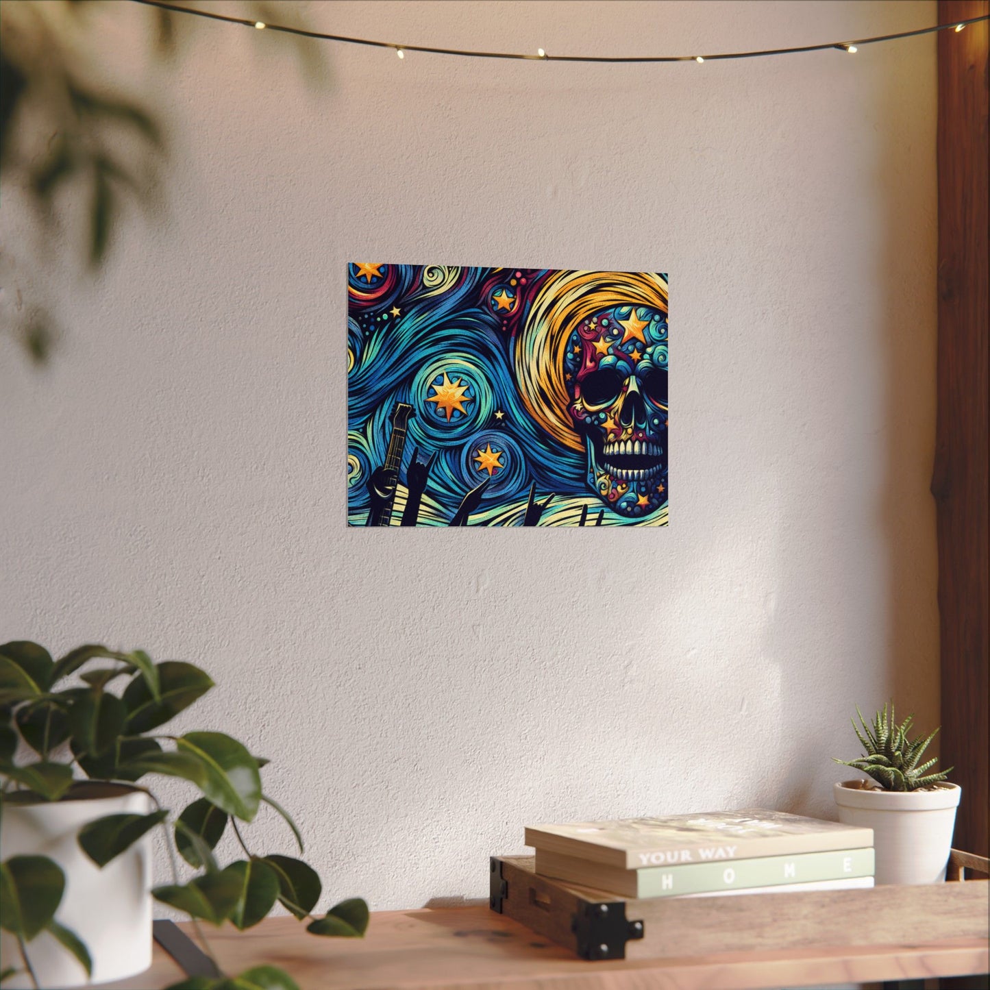 Midnight Rock N Roll Textured Watercolor Matte Posters