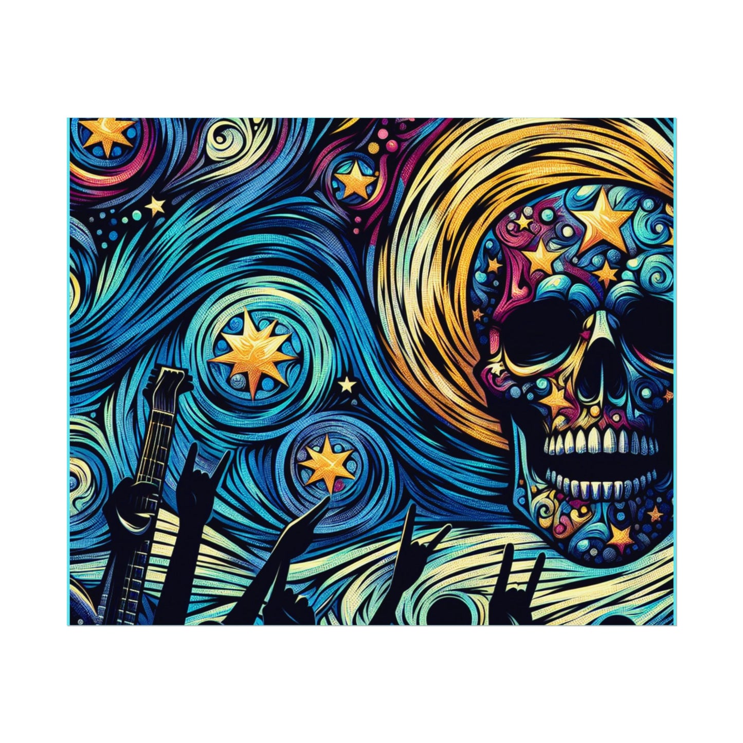Midnight Rock N Roll Textured Watercolor Matte Posters