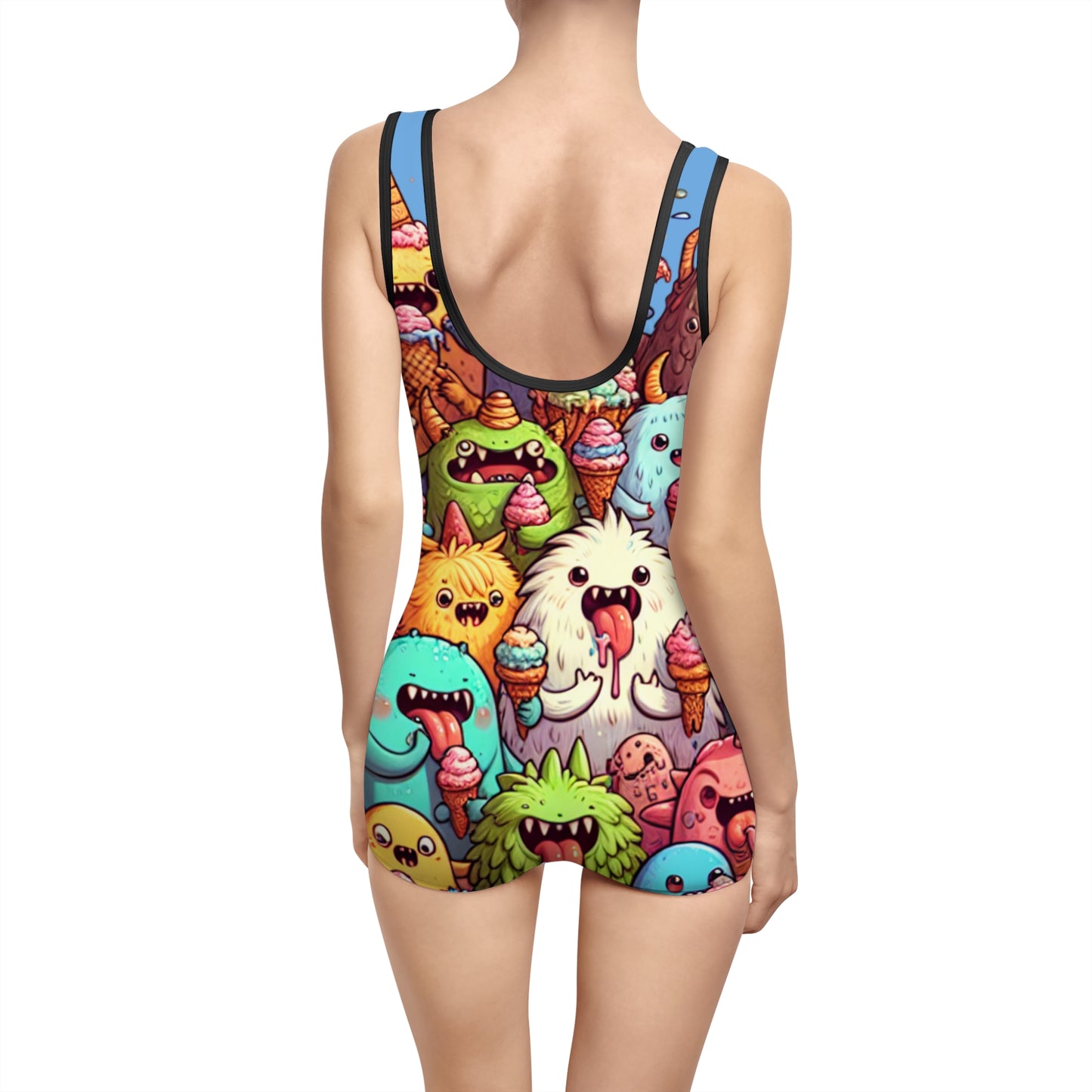 Women's Vintage Ice Cream Monster Swimsuit - Fun Summer Swimwear
