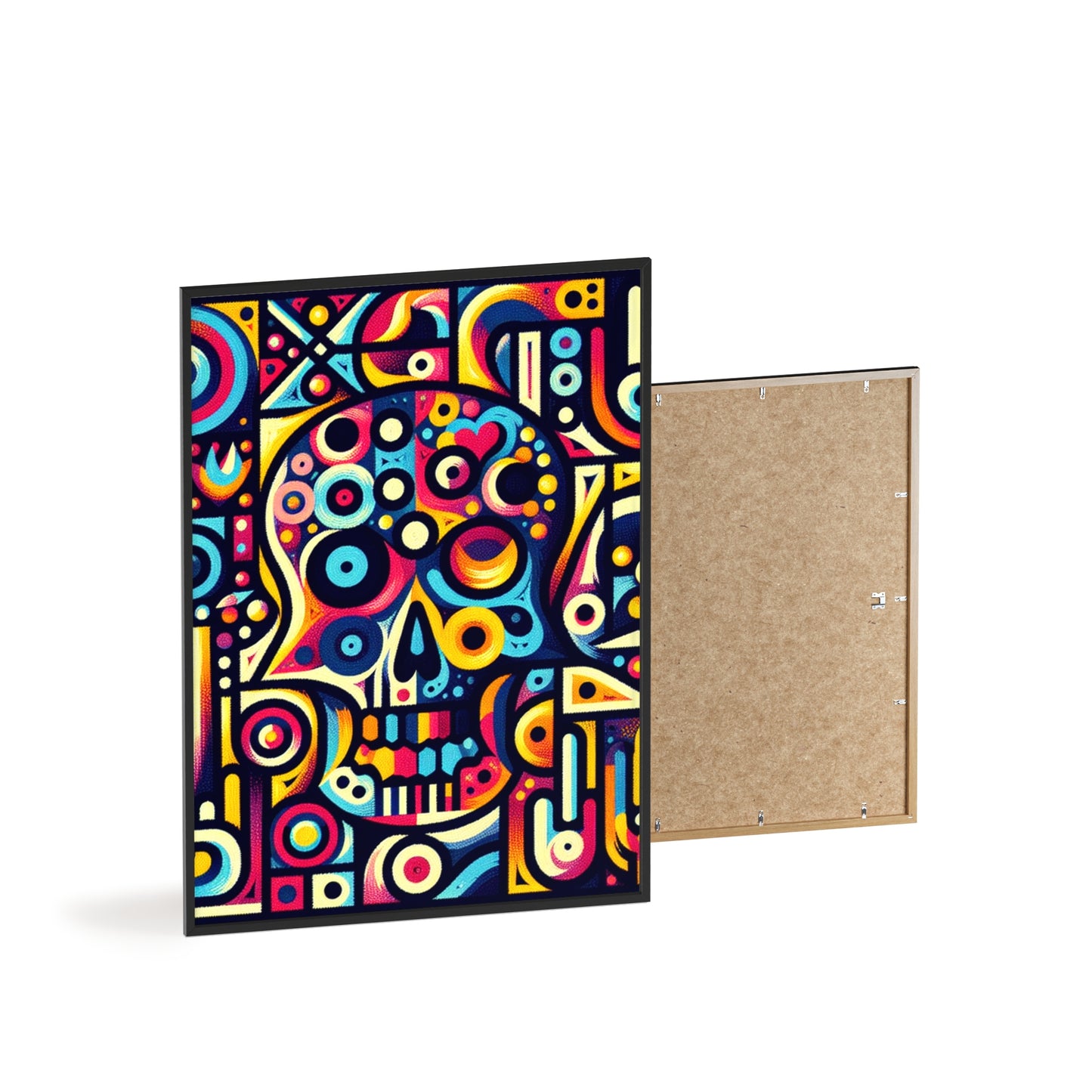 Skull Rock N Roll Posters with Wooden Frame