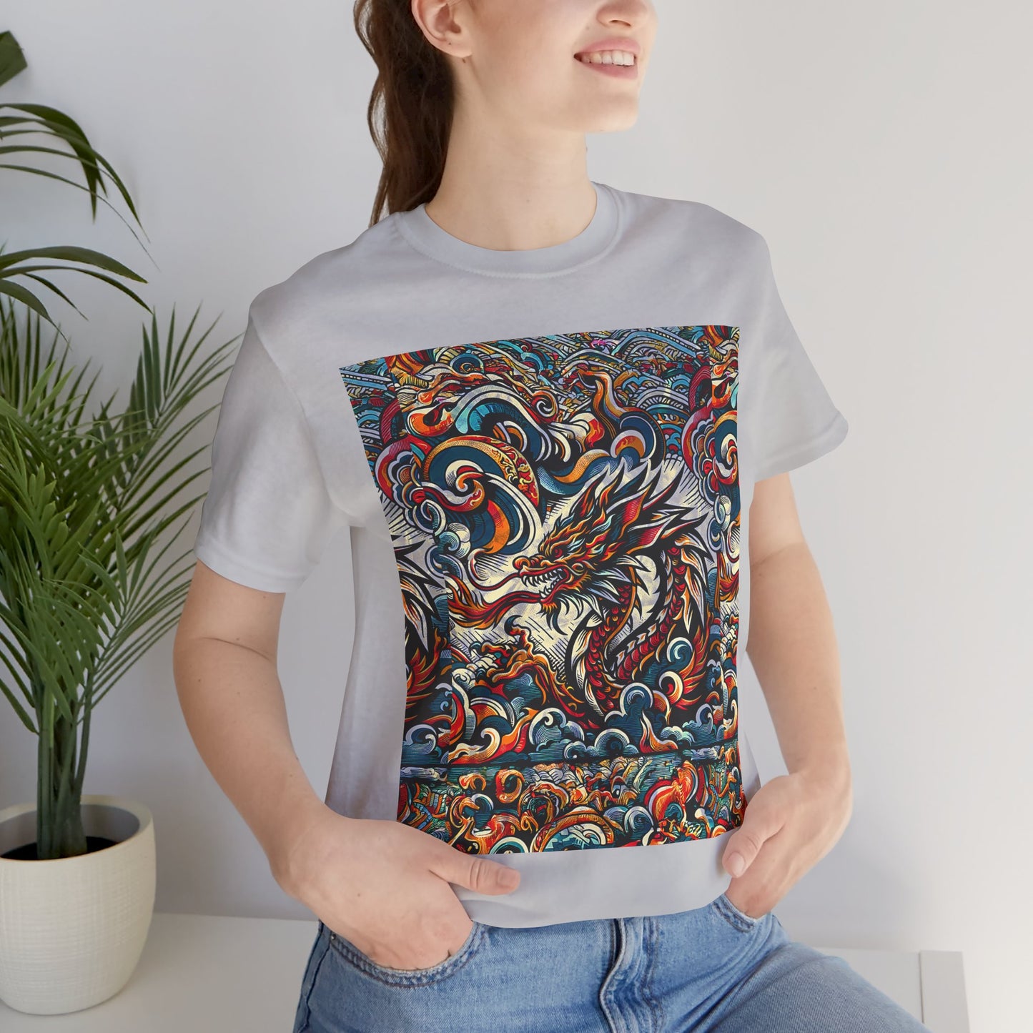 Vibrant Dragon Graphic Tee - Unisex Jersey Short Sleeve Shirt
