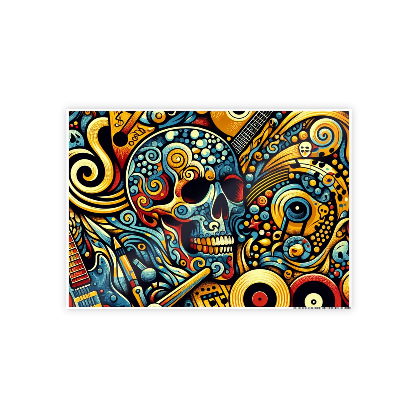 Skull Rock N Roll Gloss Posters