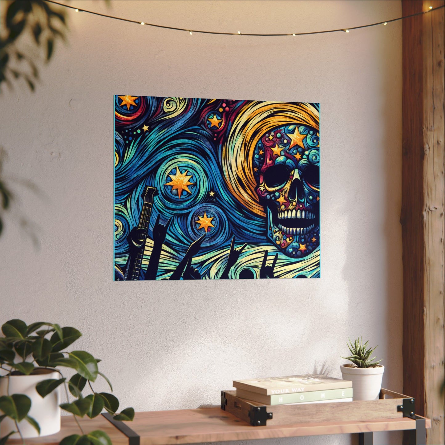 Midnight Rock N Roll Textured Watercolor Matte Posters