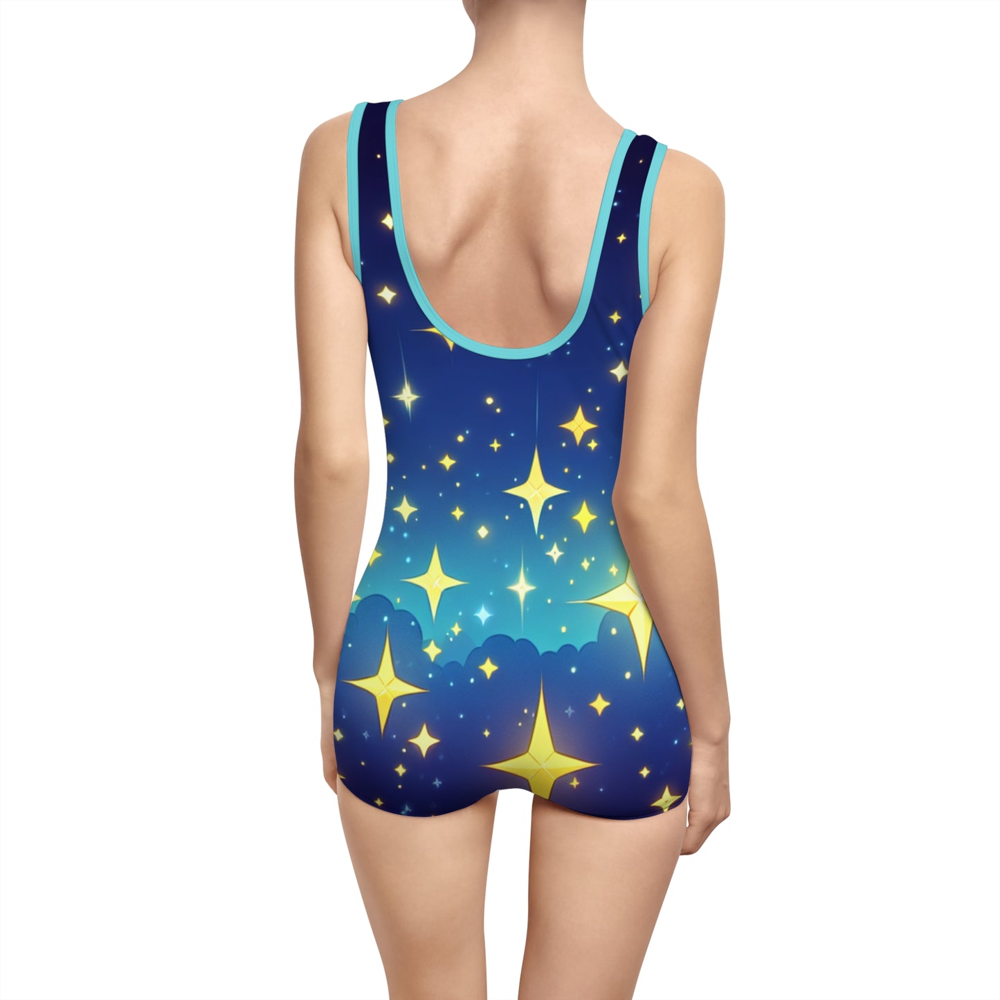 Women's Vintage Starry Night Swimsuit - Retro Style Swimwear for Beach Days