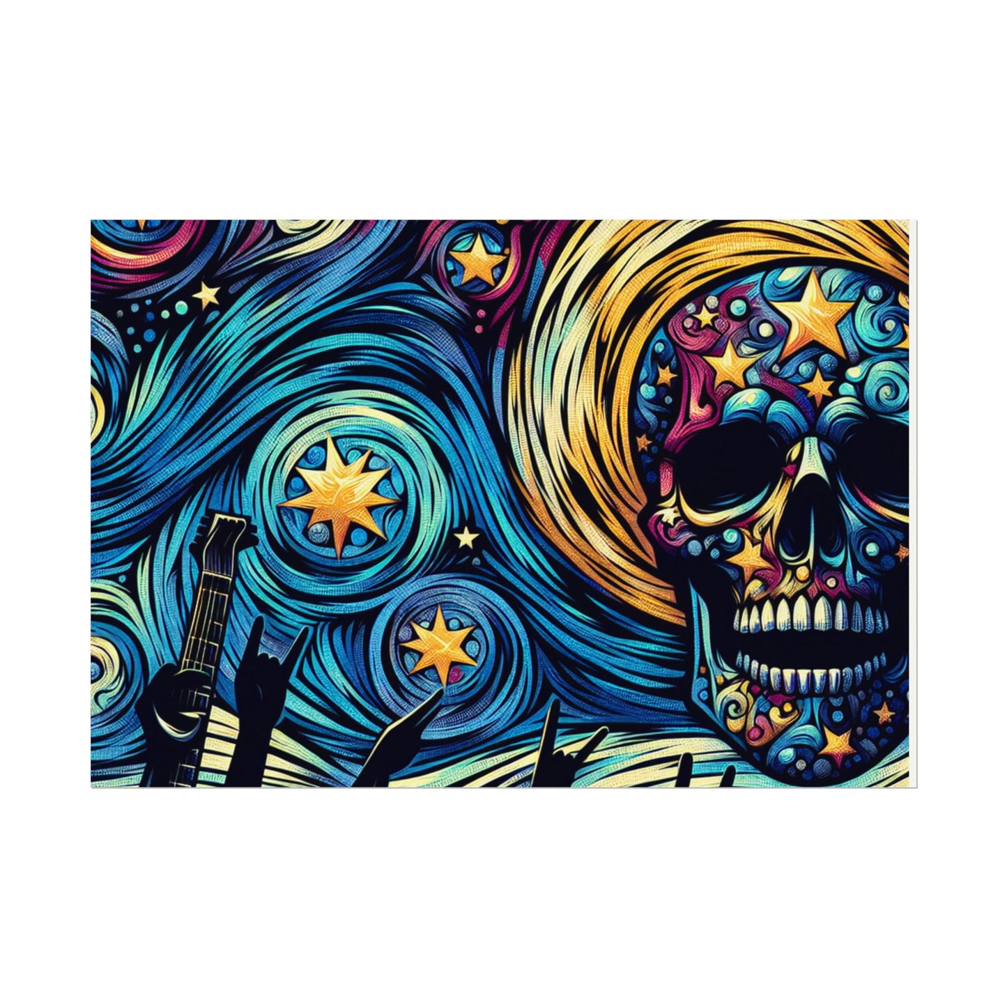 Midnight Rock N Roll Textured Watercolor Matte Posters