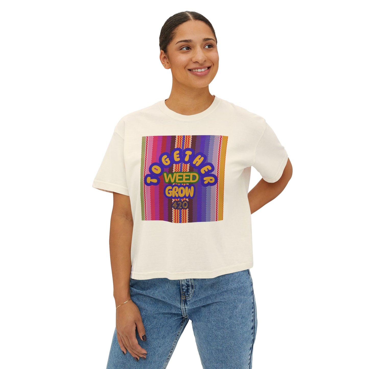 Women's Boxy Tee - Together We Grow Weed Design