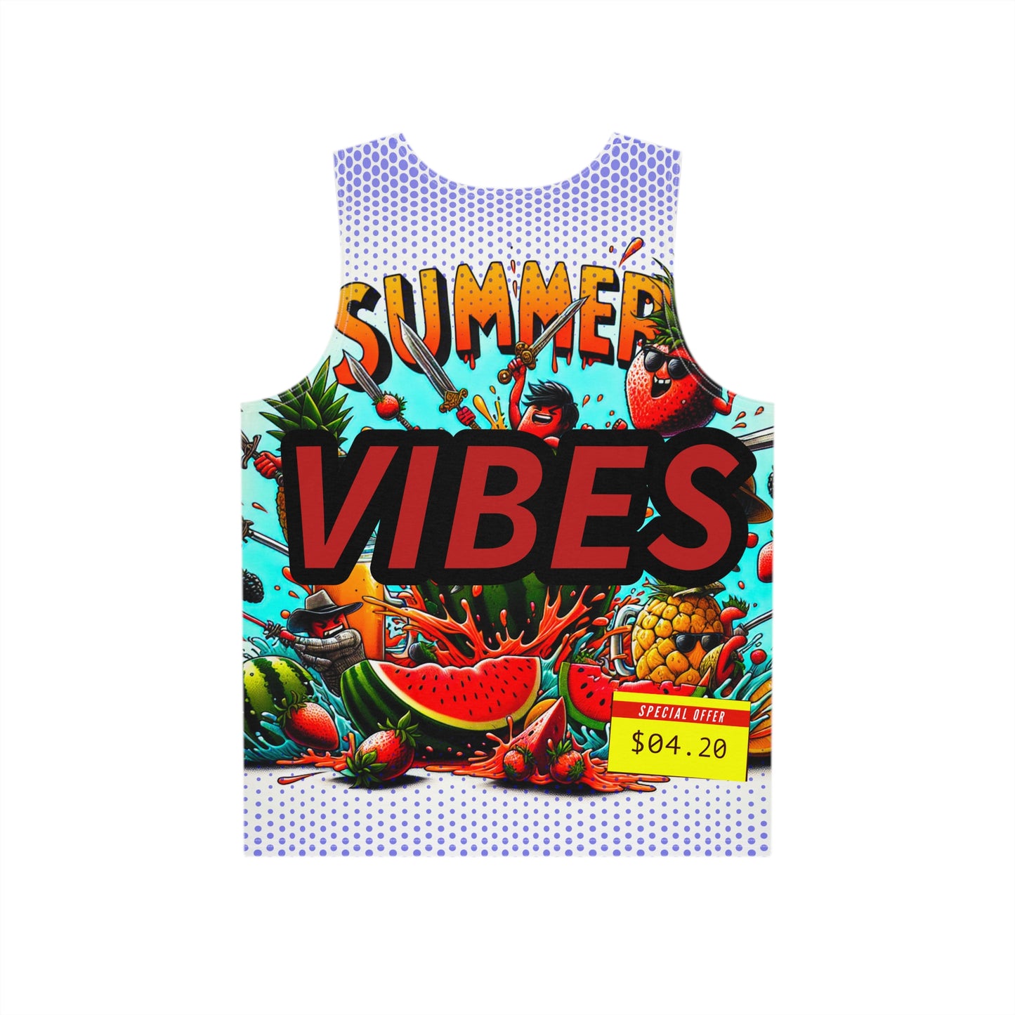 Men's Summer Vibes Tank Top - Colorful Tropical Graphic Tee