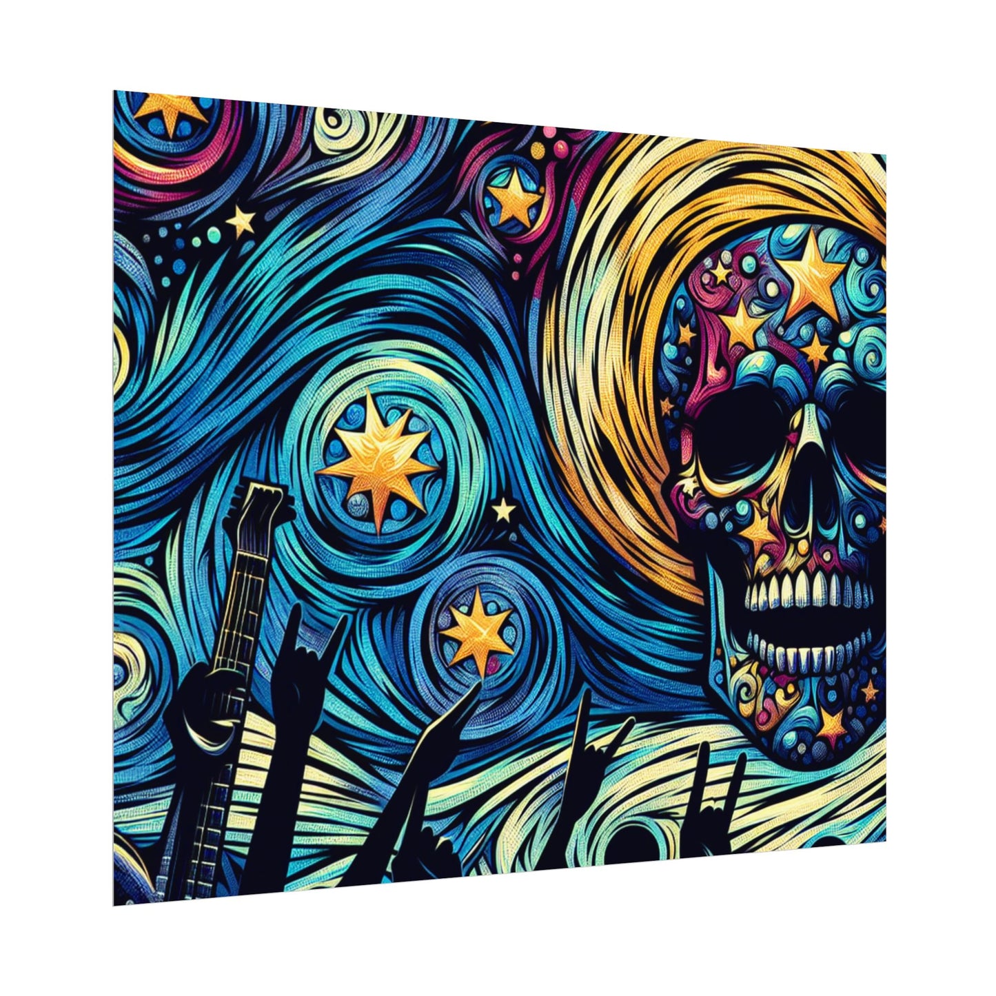 Midnight Rock N Roll Textured Watercolor Matte Posters