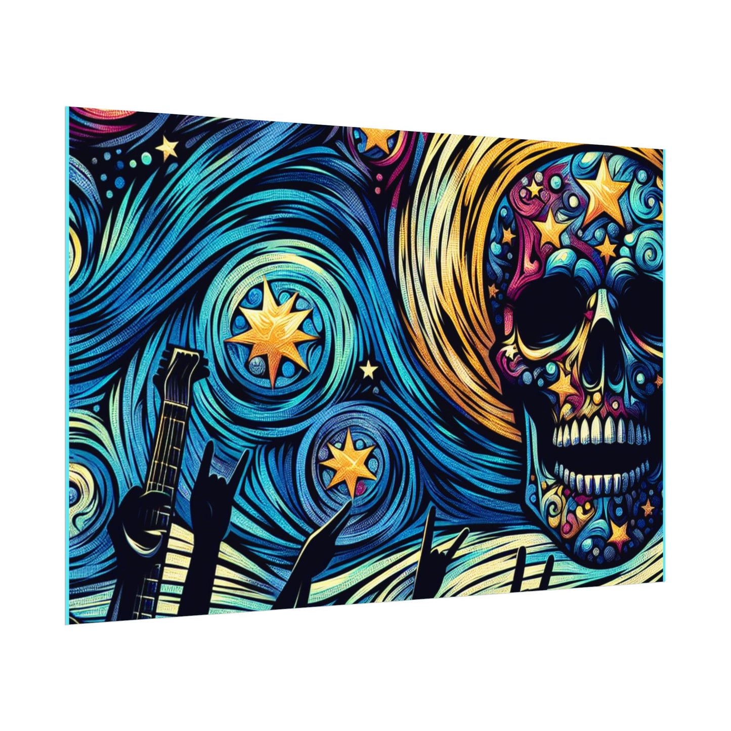 Midnight Rock N Roll Textured Watercolor Matte Posters