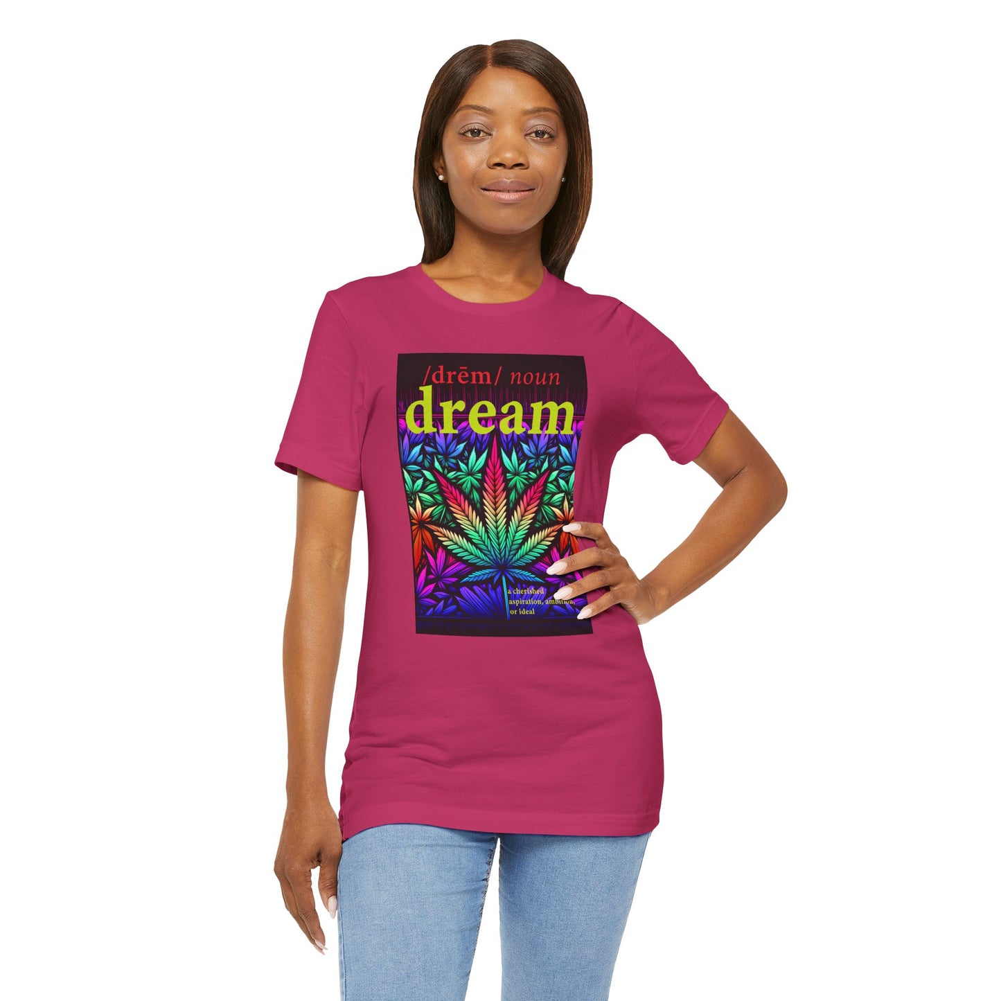Dream Inspired Unisex Jersey Tee - Vibrant Cannabis Graphic T-Shirt