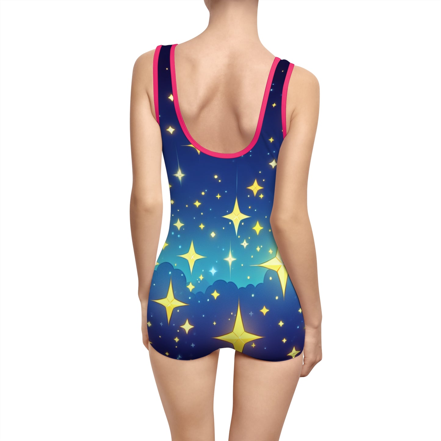 Women's Vintage Starry Night Swimsuit - Retro Style Swimwear for Beach Days