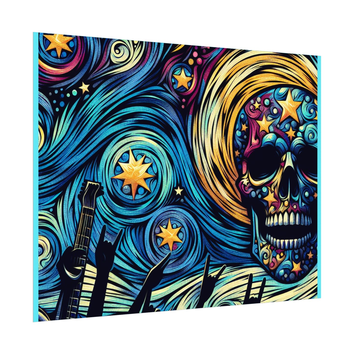 Midnight Rock N Roll Textured Watercolor Matte Posters