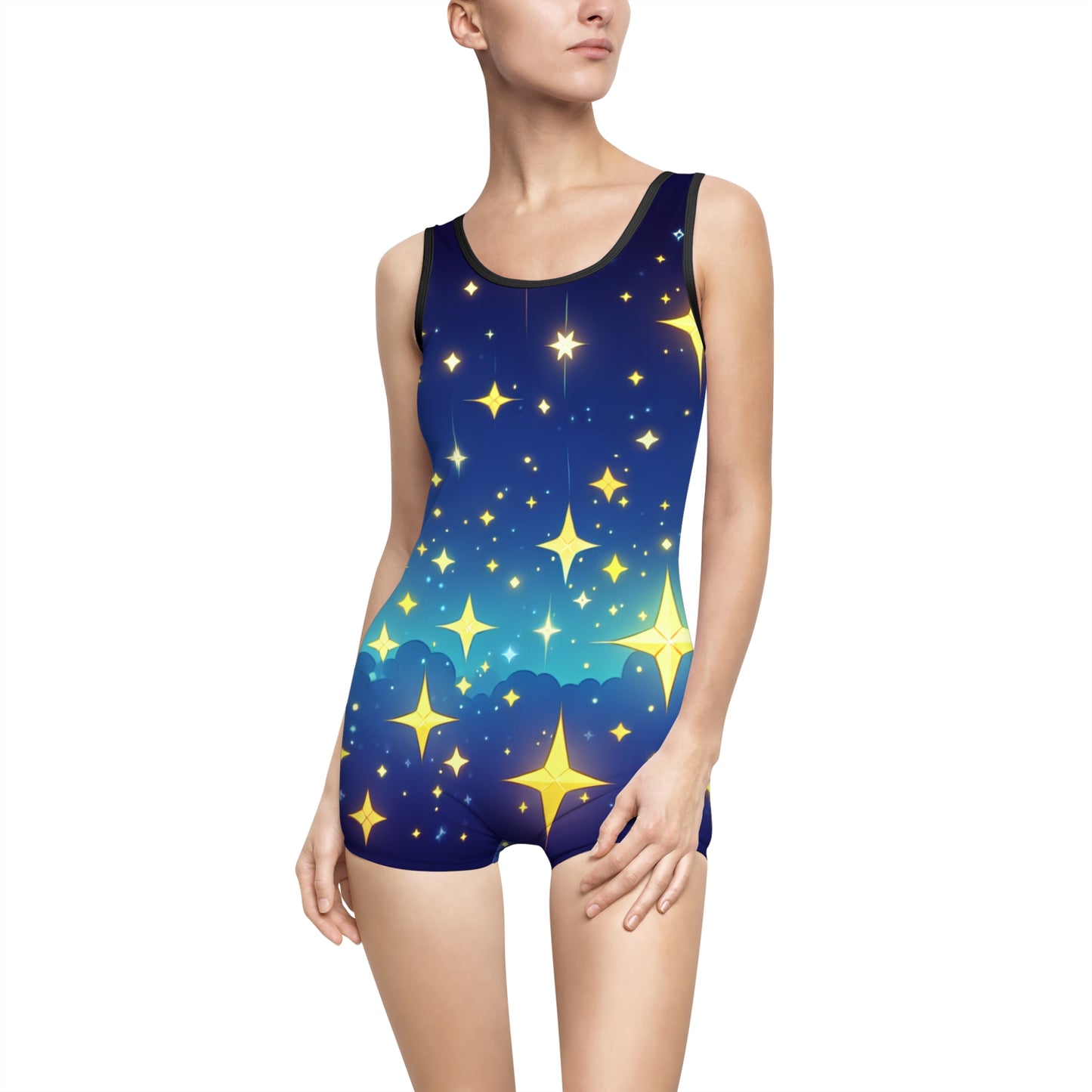 Women's Vintage Starry Night Swimsuit - Retro Style Swimwear for Beach Days