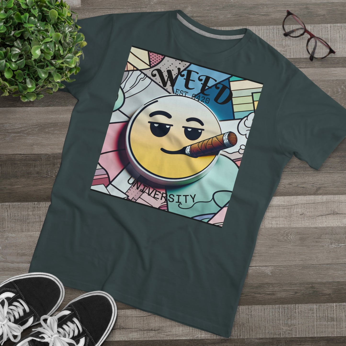 Cozy Weed University Tee - Modern Fit Cannabis T-Shirt for Fun Lovers