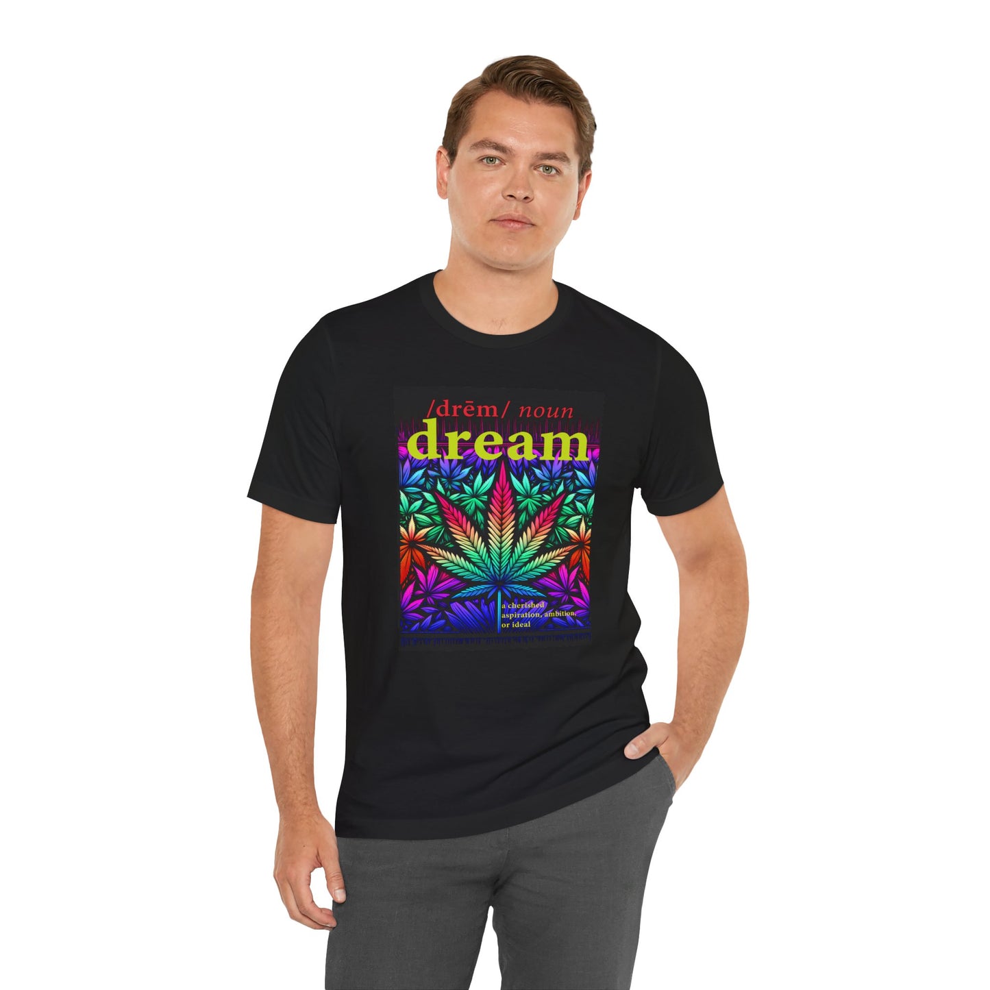 Dream Inspired Unisex Jersey Tee - Vibrant Cannabis Graphic T-Shirt