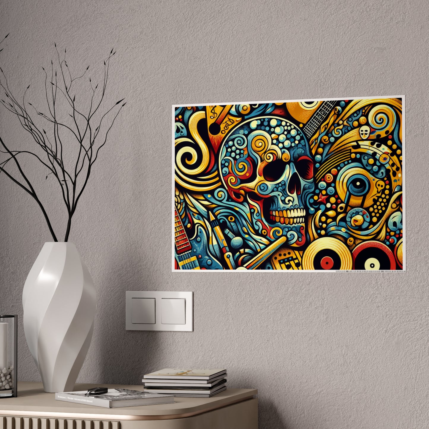 Skull Rock N Roll Gloss Posters