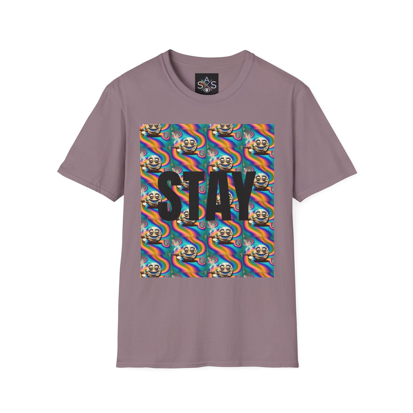 Stay Stoned Unisex Softstyle T-Shirt - Retro Vibe Graphic Tee for Fun Gatherings