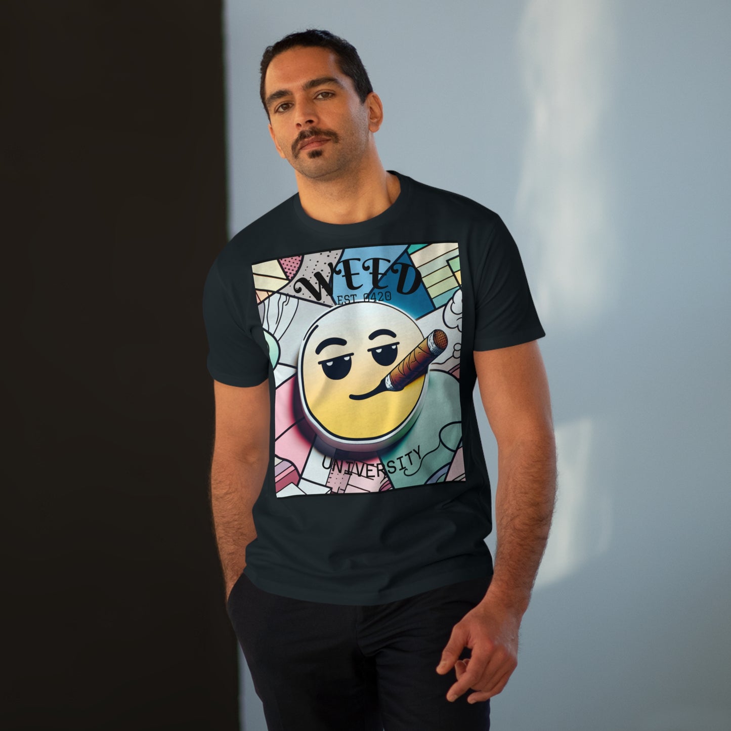 Cozy Weed University Tee - Modern Fit Cannabis T-Shirt for Fun Lovers