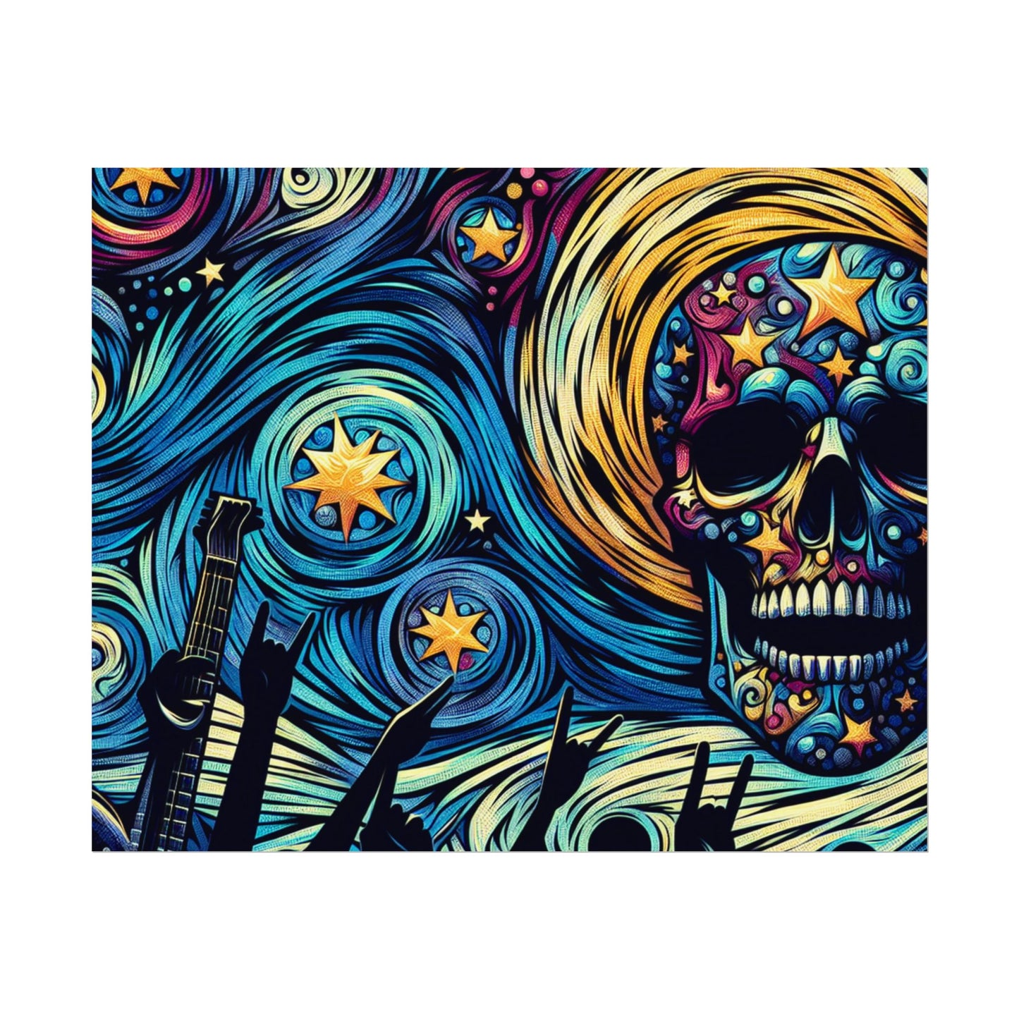 Midnight Rock N Roll Textured Watercolor Matte Posters