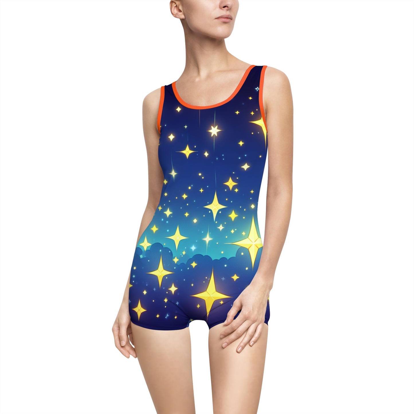 Women's Vintage Starry Night Swimsuit - Retro Style Swimwear for Beach Days