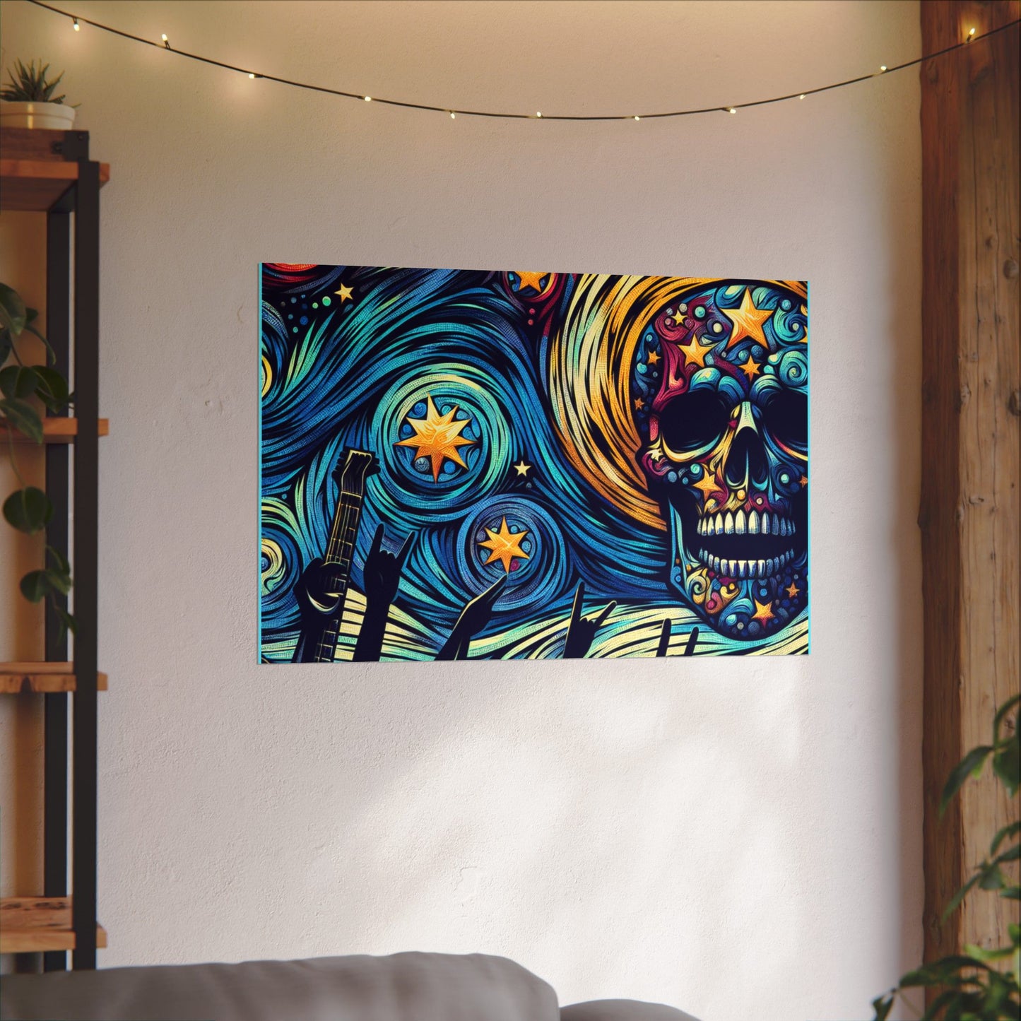 Midnight Rock N Roll Textured Watercolor Matte Posters