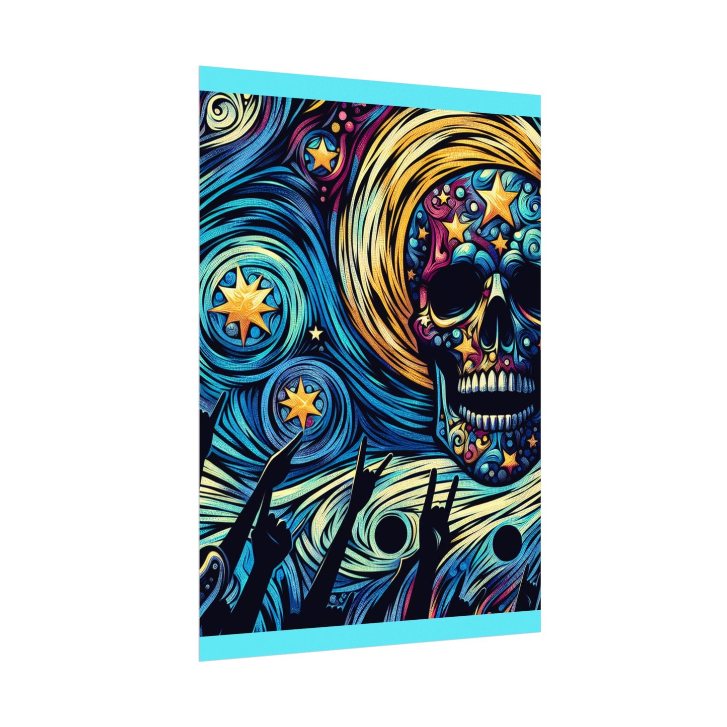 Midnight Rock N Roll Textured Watercolor Matte Posters