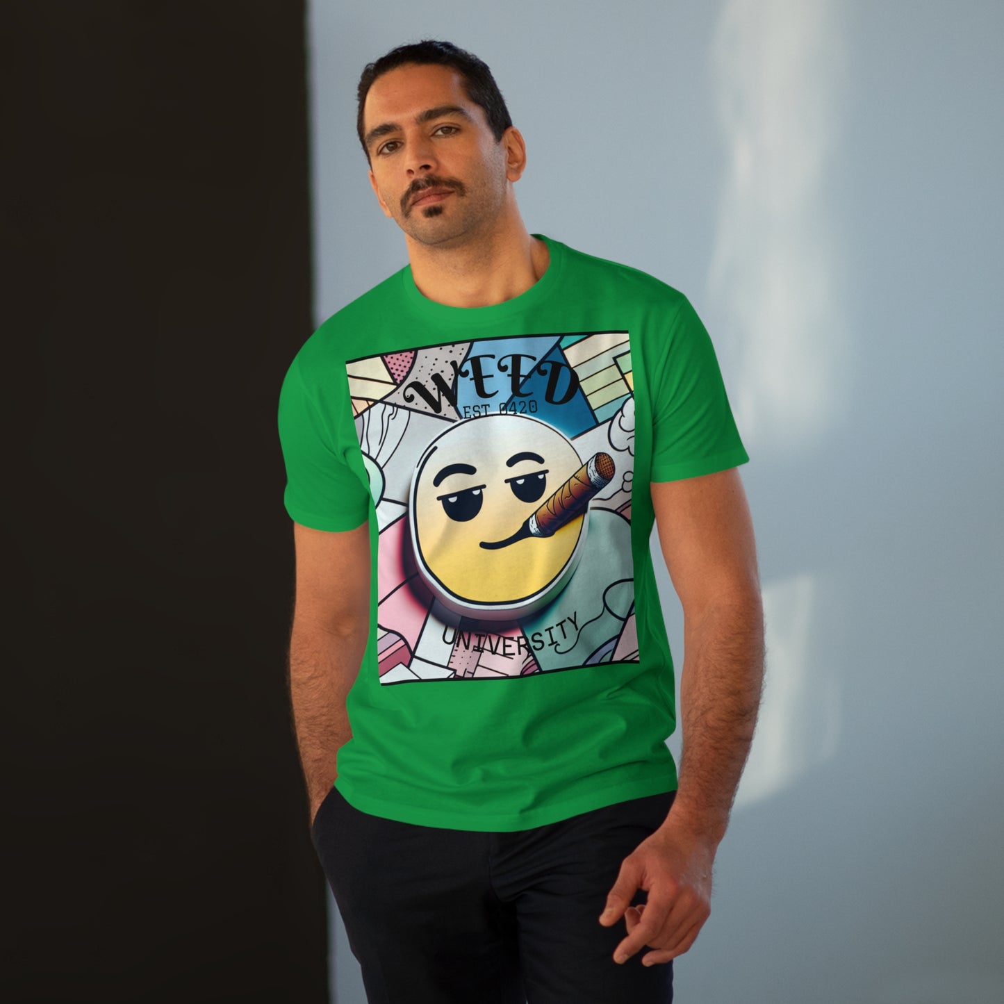 Cozy Weed University Tee - Modern Fit Cannabis T-Shirt for Fun Lovers