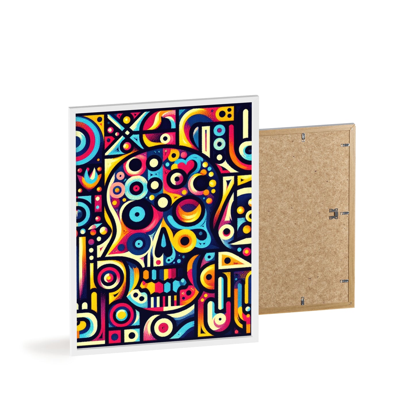 Skull Rock N Roll Posters with Wooden Frame