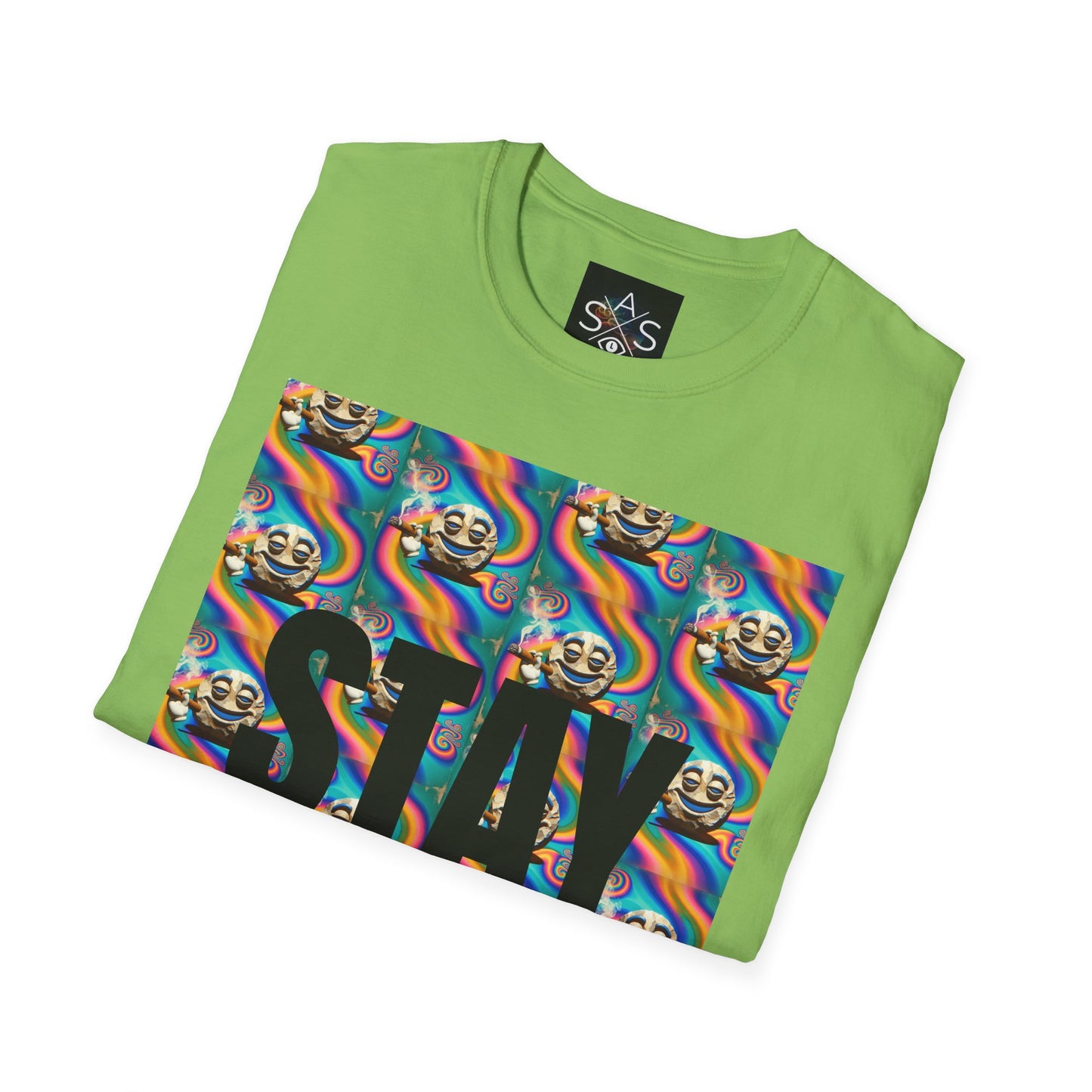 Stay Stoned Unisex Softstyle T-Shirt - Retro Vibe Graphic Tee for Fun Gatherings