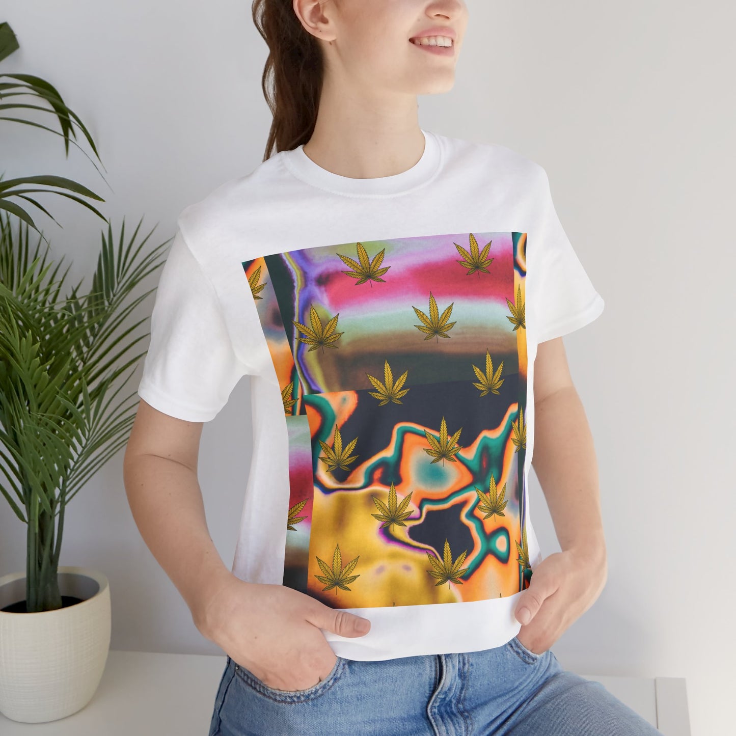 Vibrant Leaf Graphic Tee - Unisex Jersey Short Sleeve T-Shirt