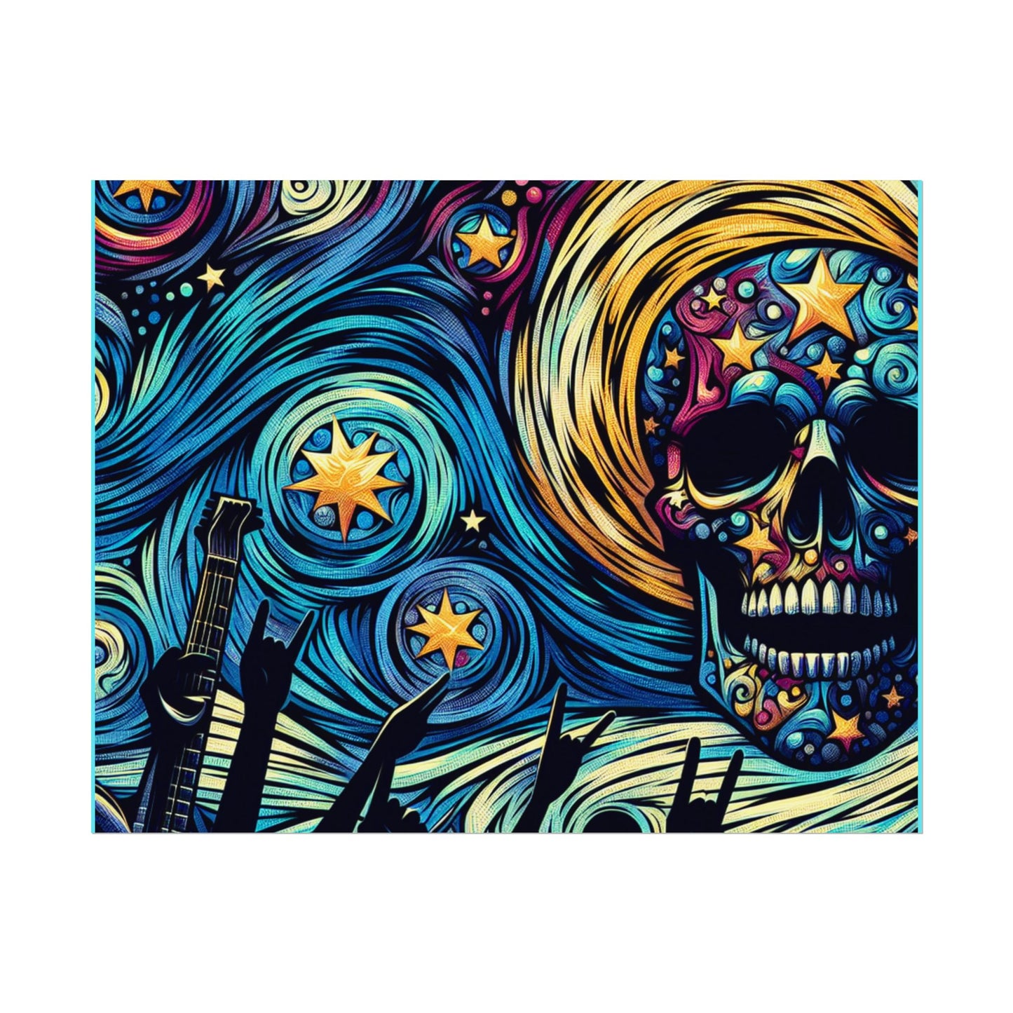 Midnight Rock N Roll Textured Watercolor Matte Posters