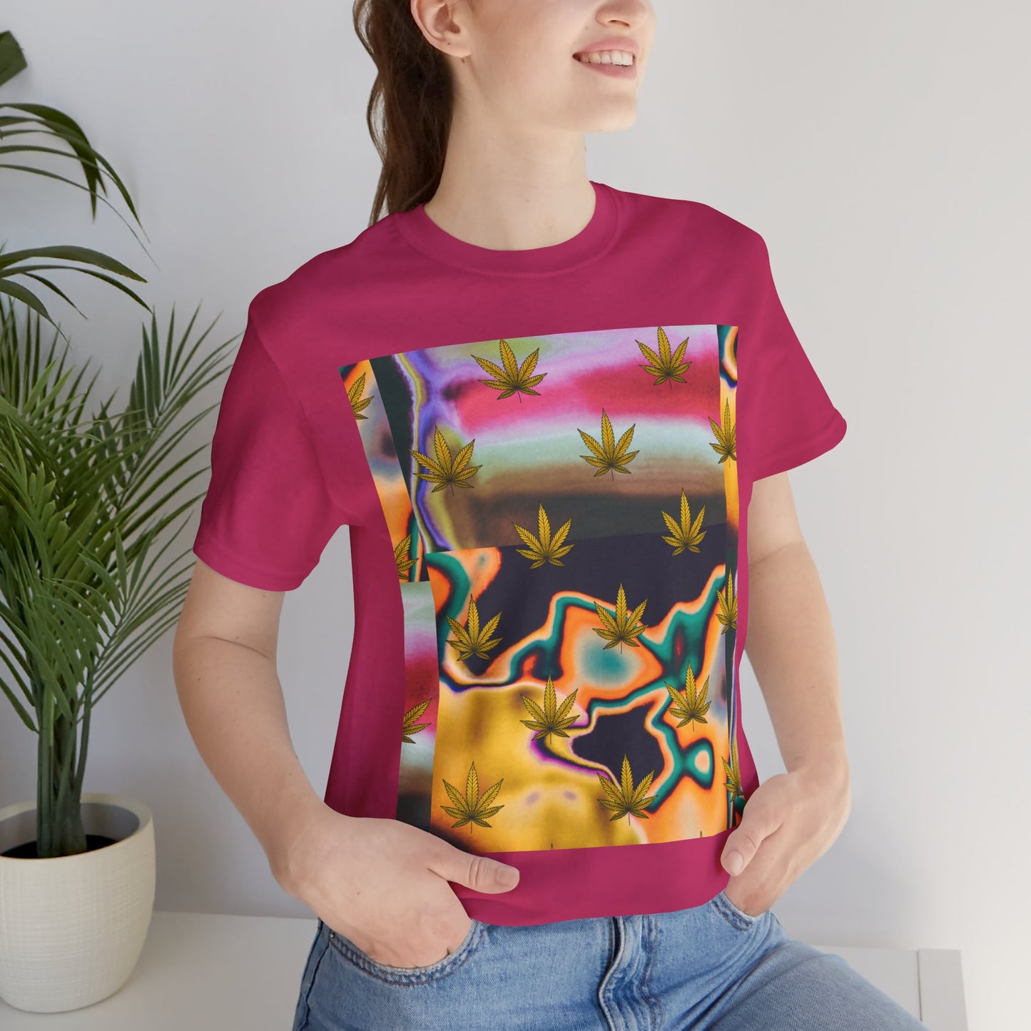 Vibrant Leaf Graphic Tee - Unisex Jersey Short Sleeve T-Shirt